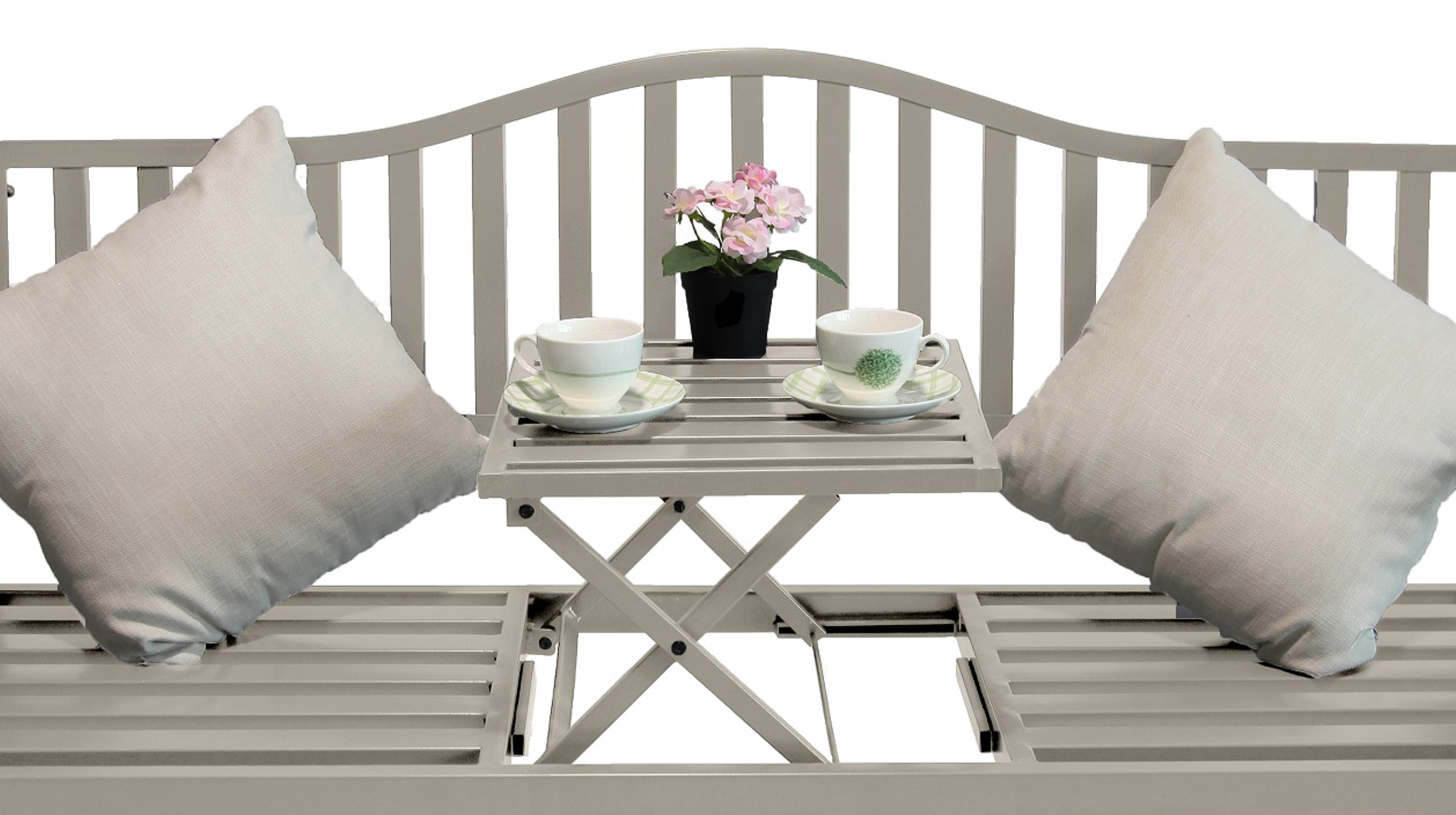 Gartenbank Metallgestell beige 150 cm - MARITA