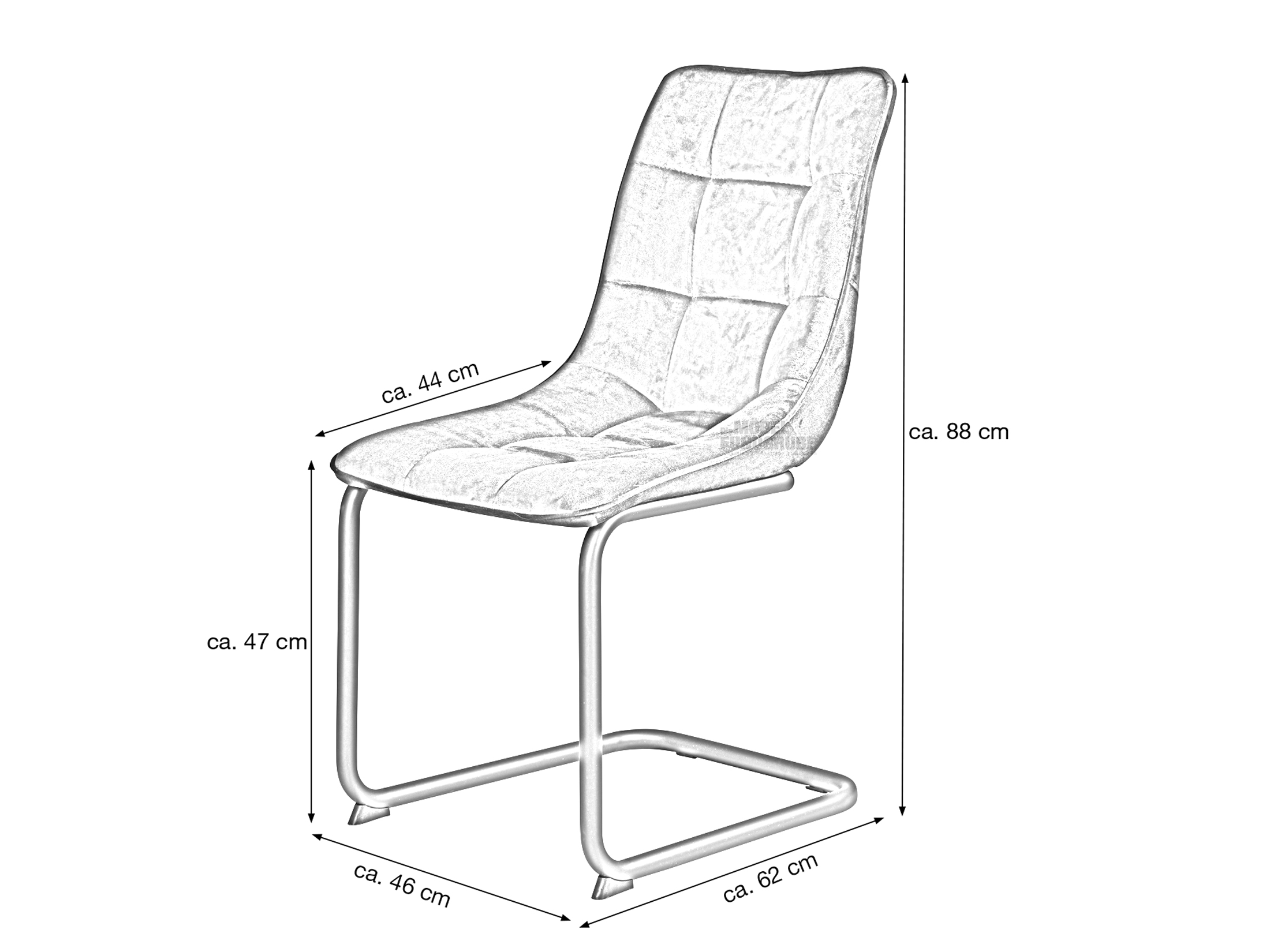 Schwingstuhl für Esszimmer schwarz mit Samtstoff - JENNY