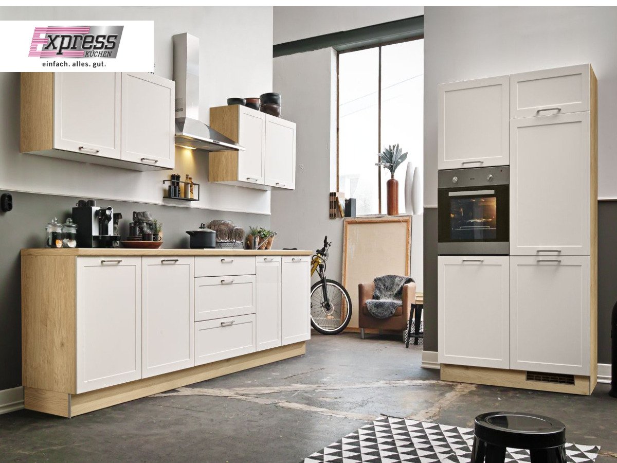 Eckküche 310 + 120 cm - inkl. Elektrogeräte - Küchenfronten matt - HOME