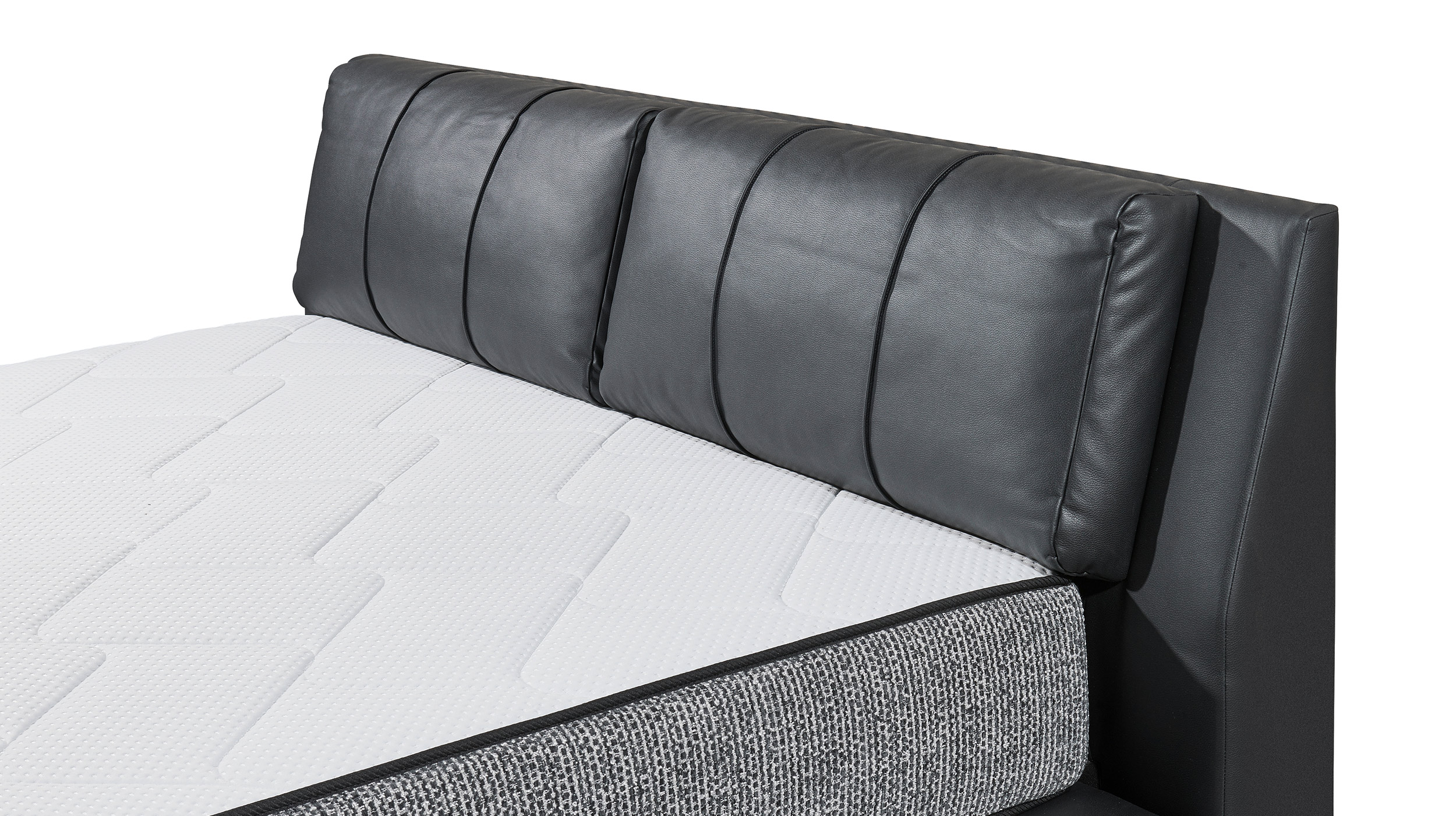 Boxbett 180 x 200 cm schwarz Lederlook mit Bettkasten - MIDNIGHT 