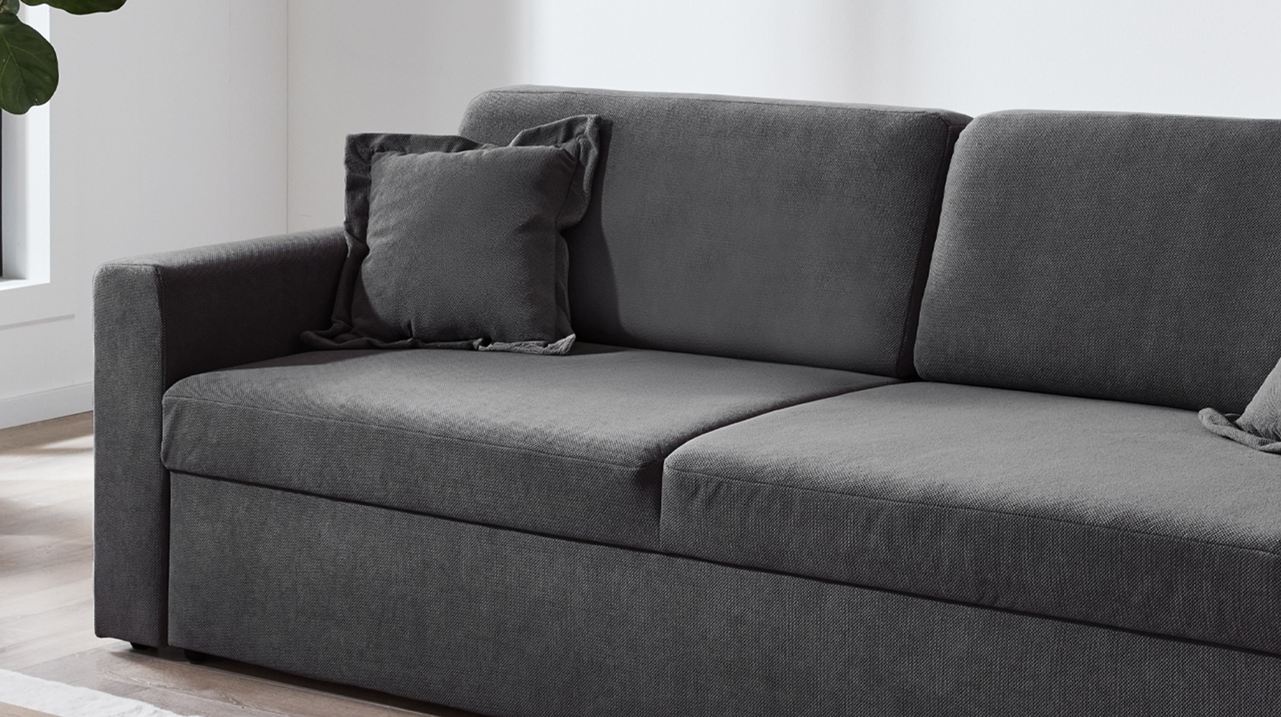 Schlafsofa grau ausziehbar 2-Sitzer 235 cm - BOXER