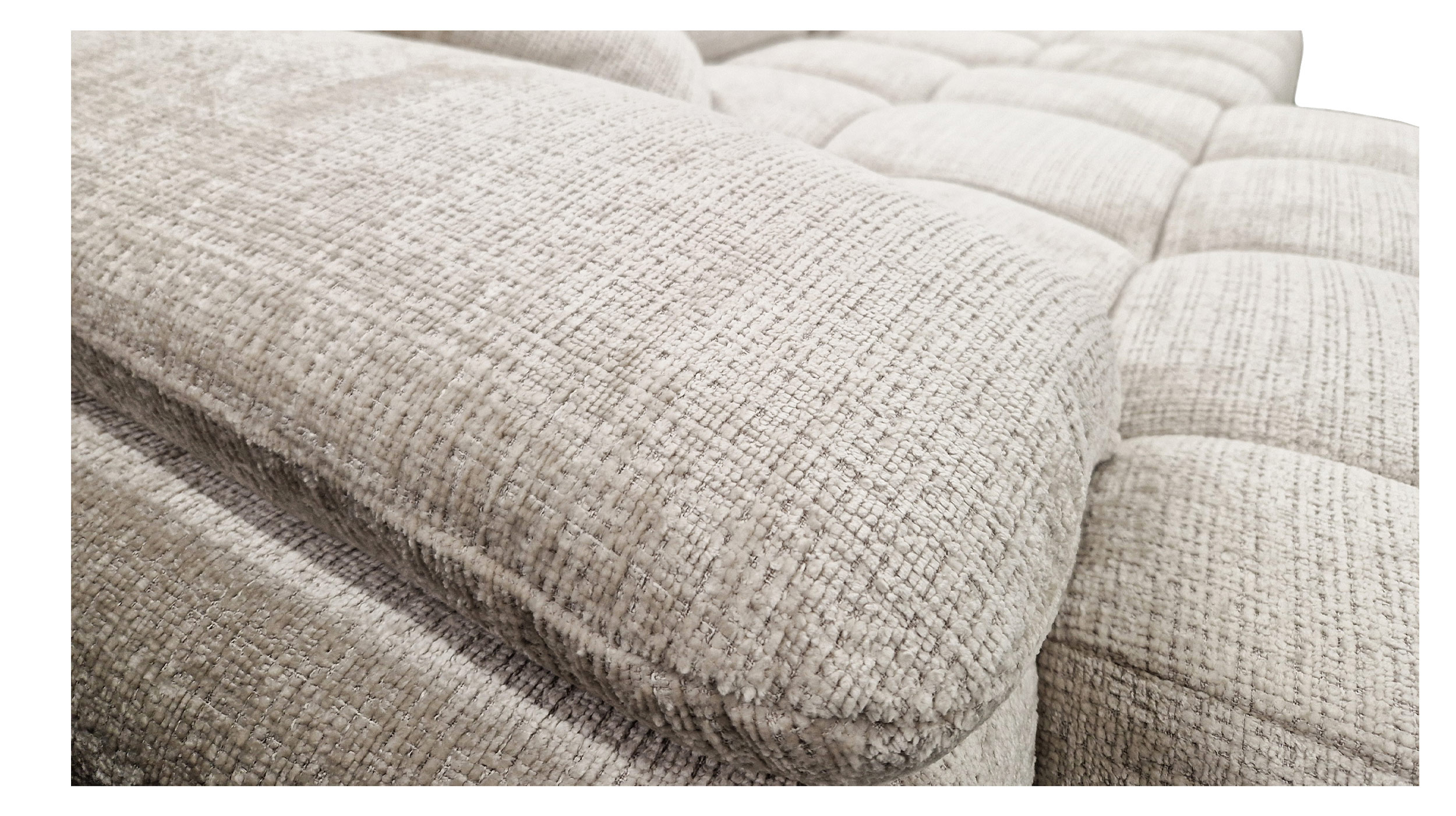 Ecksofa creme elektrisch ausfahrbar 308 cm - HUGO