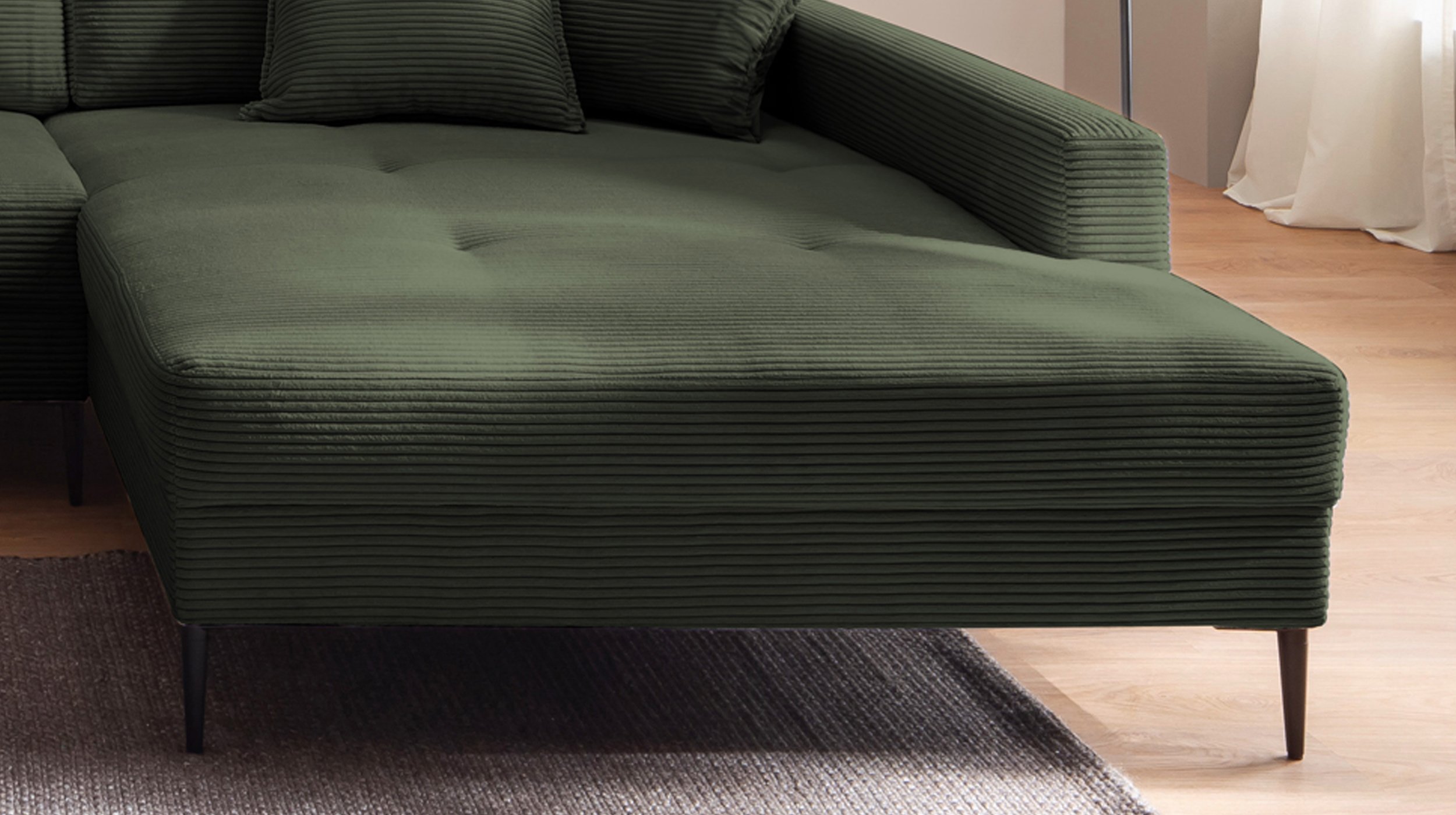 Wohnlandschaft Cord dunkelgrün - 360 cm - SUMMER 