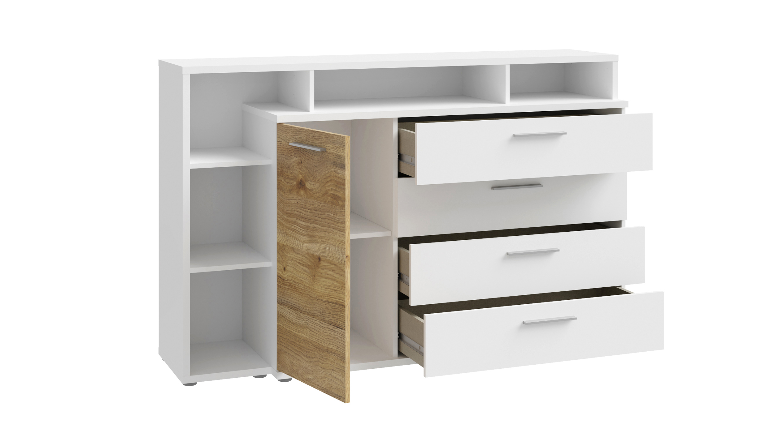 Kommode weiß Artisan Eiche 153 x 42 cm - MAYACUS 