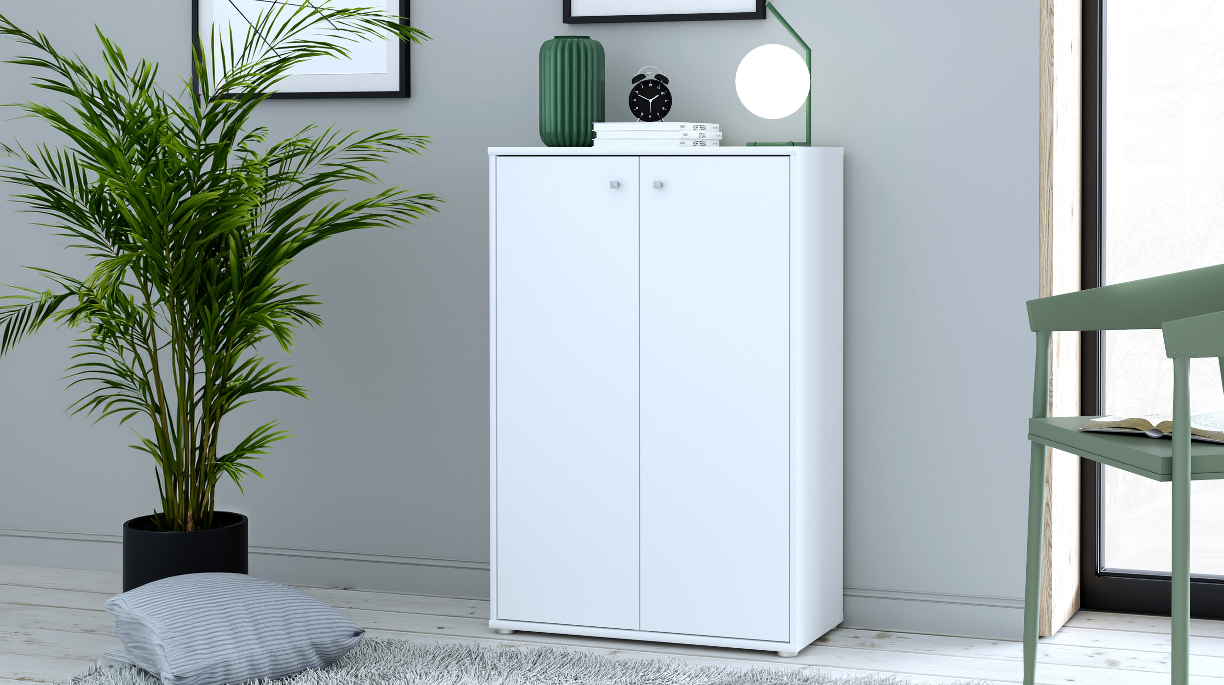 Kommode weiß 111 cm - 2-türig - TEMPRA