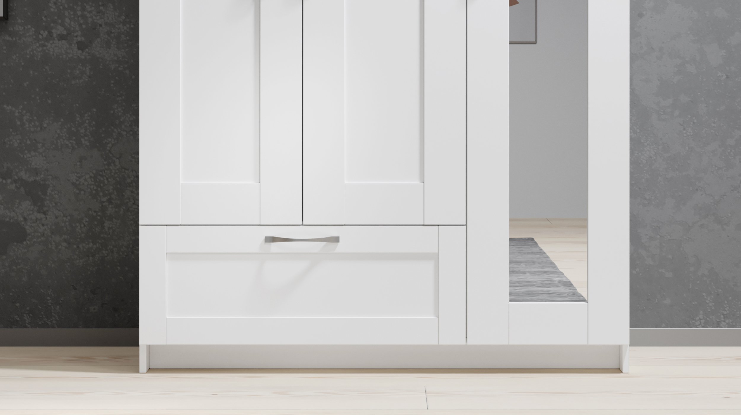 Kleiderschrank mit Spiegel - weiß - 117 cm - SALIAS