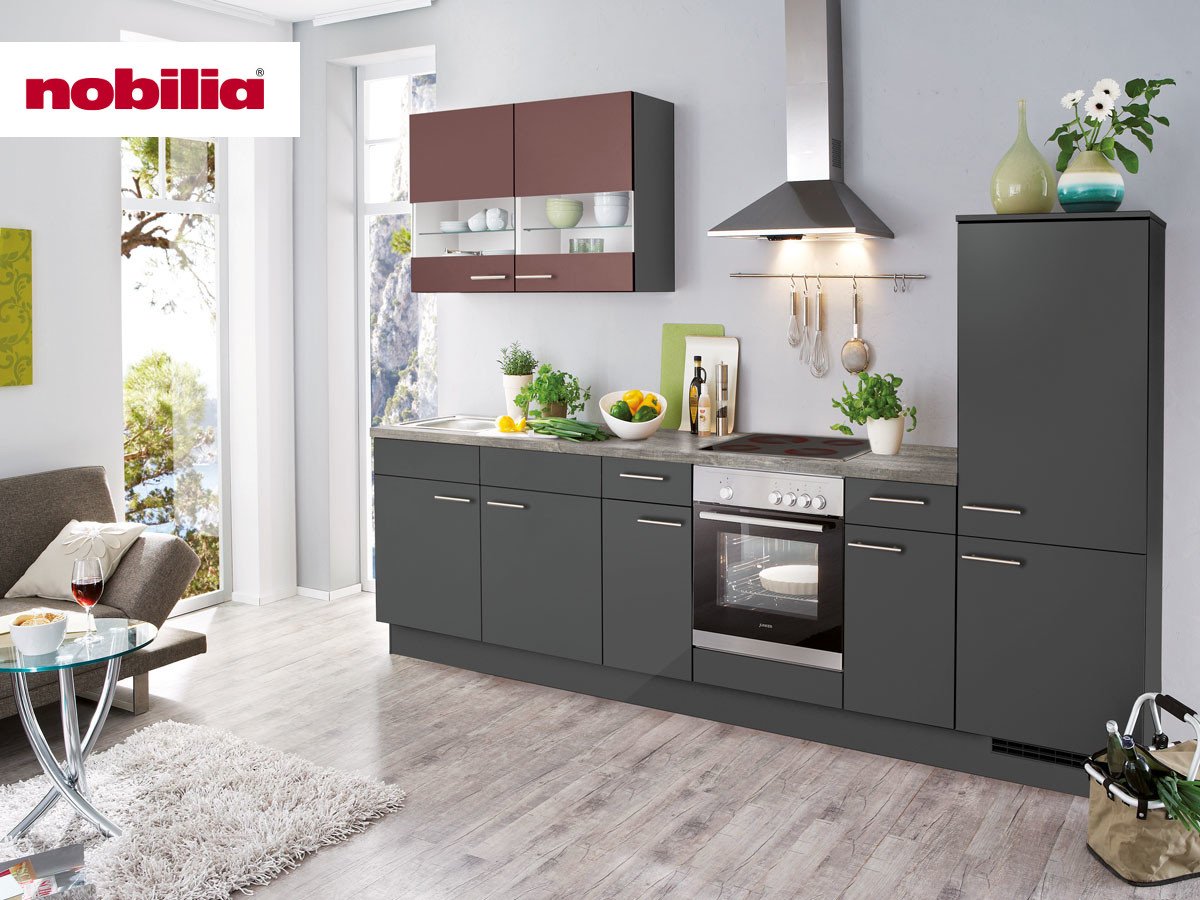 Küchenzeile 320 cm - mit Geräten - Küchenfronten Lack ultramatt - EASYTOUCH