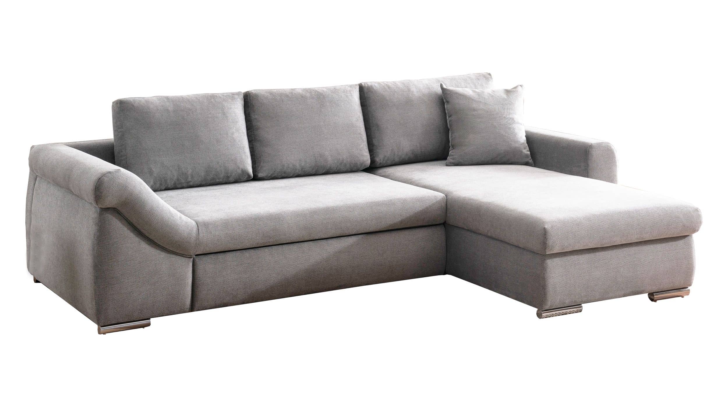 Ecksofa grau mit Schlaffunktion - Bettkasten 261 cm - RAMONA