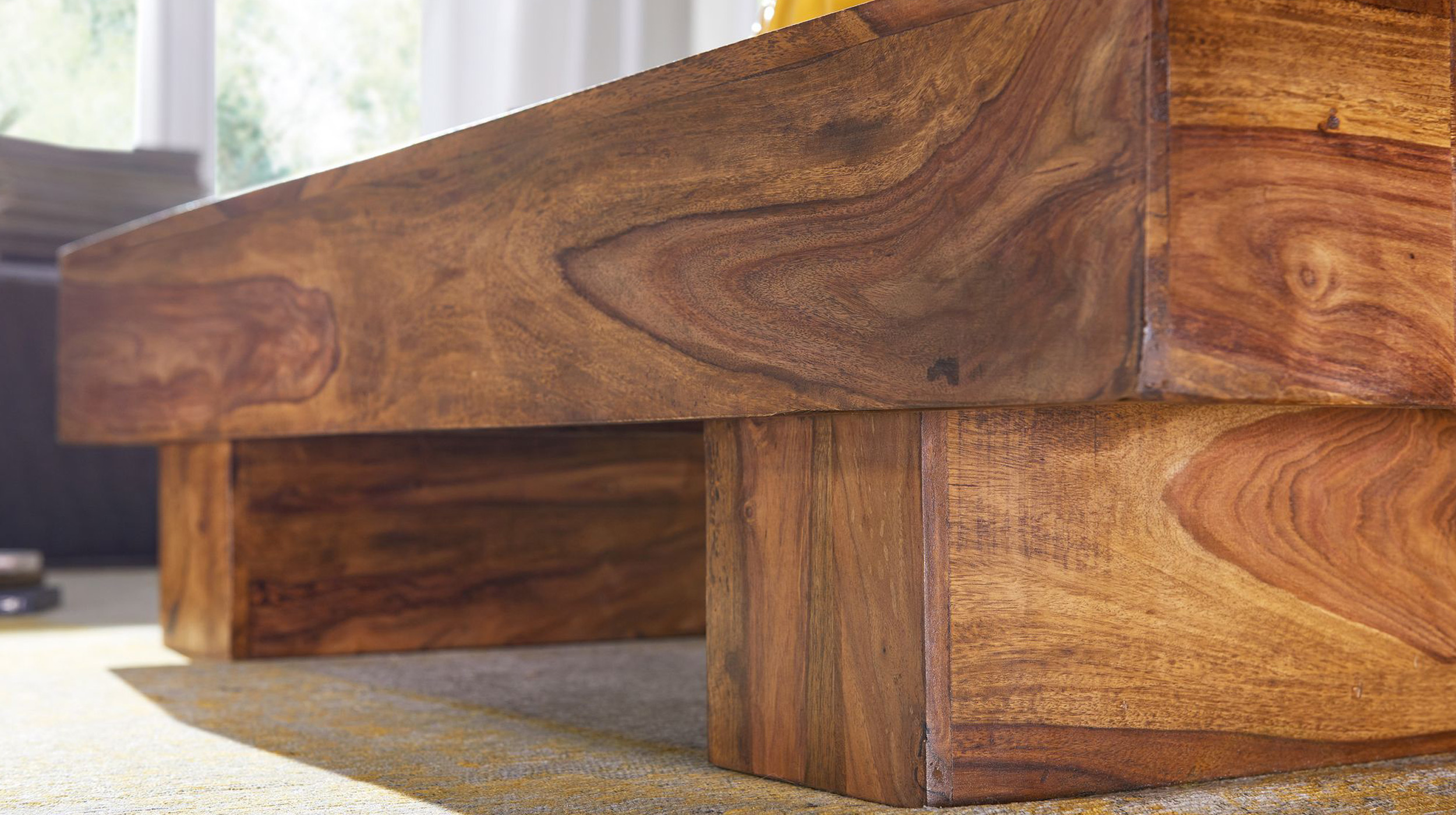 Couchtisch Sheesham massiv gebeizt 120 x 30 cm - ELIN