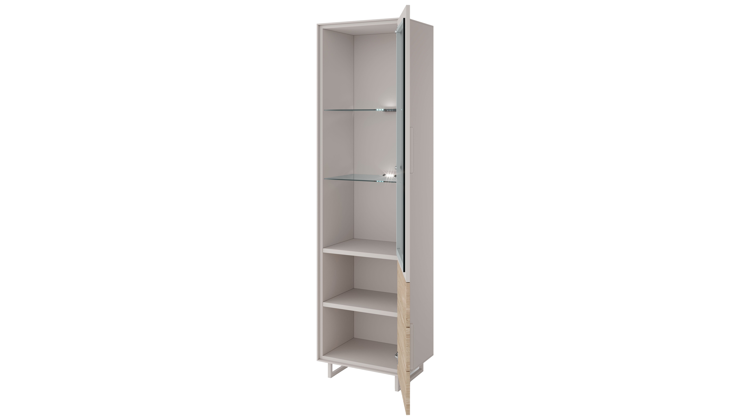 Vitrine mit Glastür Eiche teilmassiv geölt Breite 54 cm - KAI 