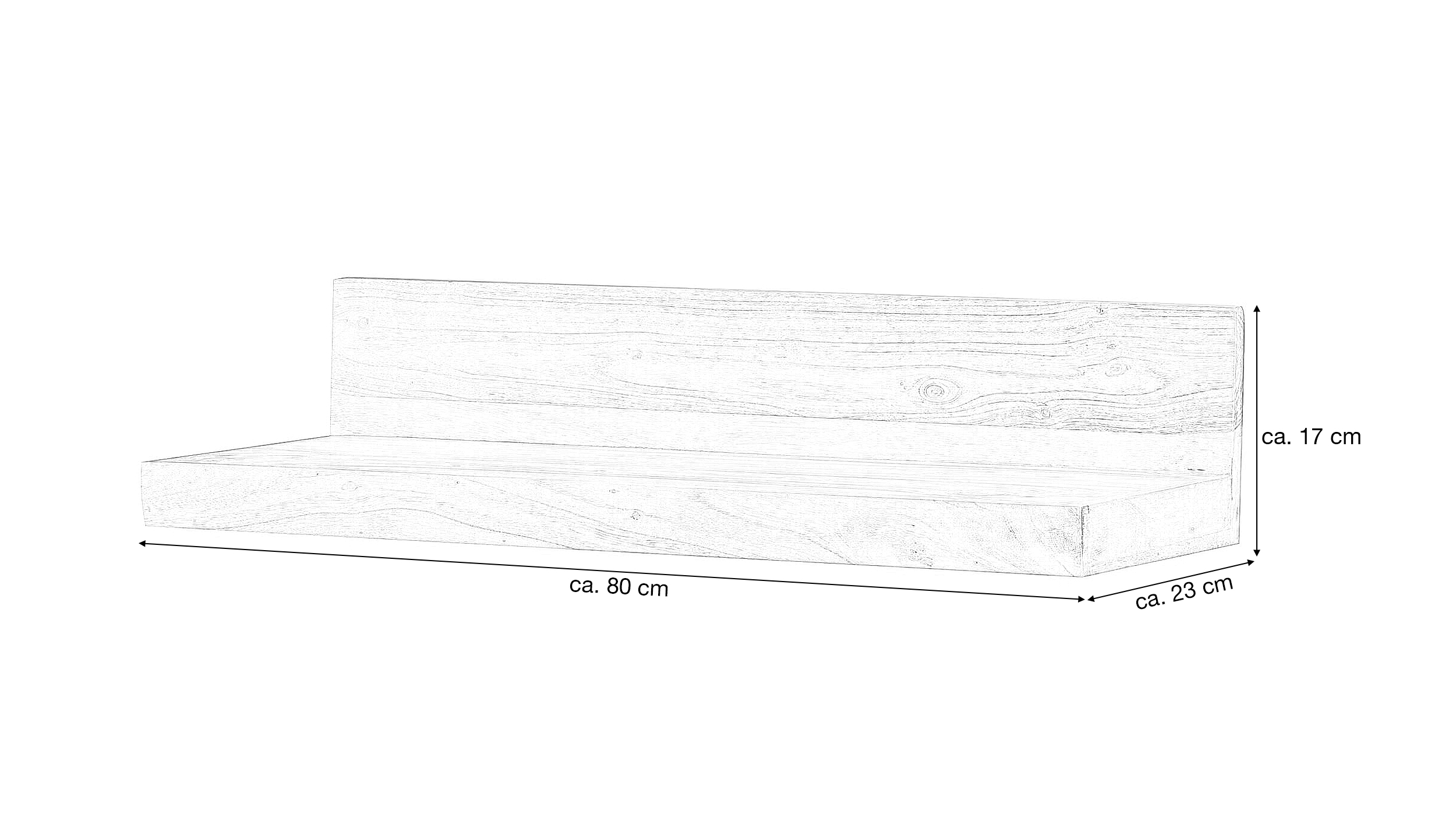 Wandboard Akazie massiv lackiert - 80 cm - METTE 