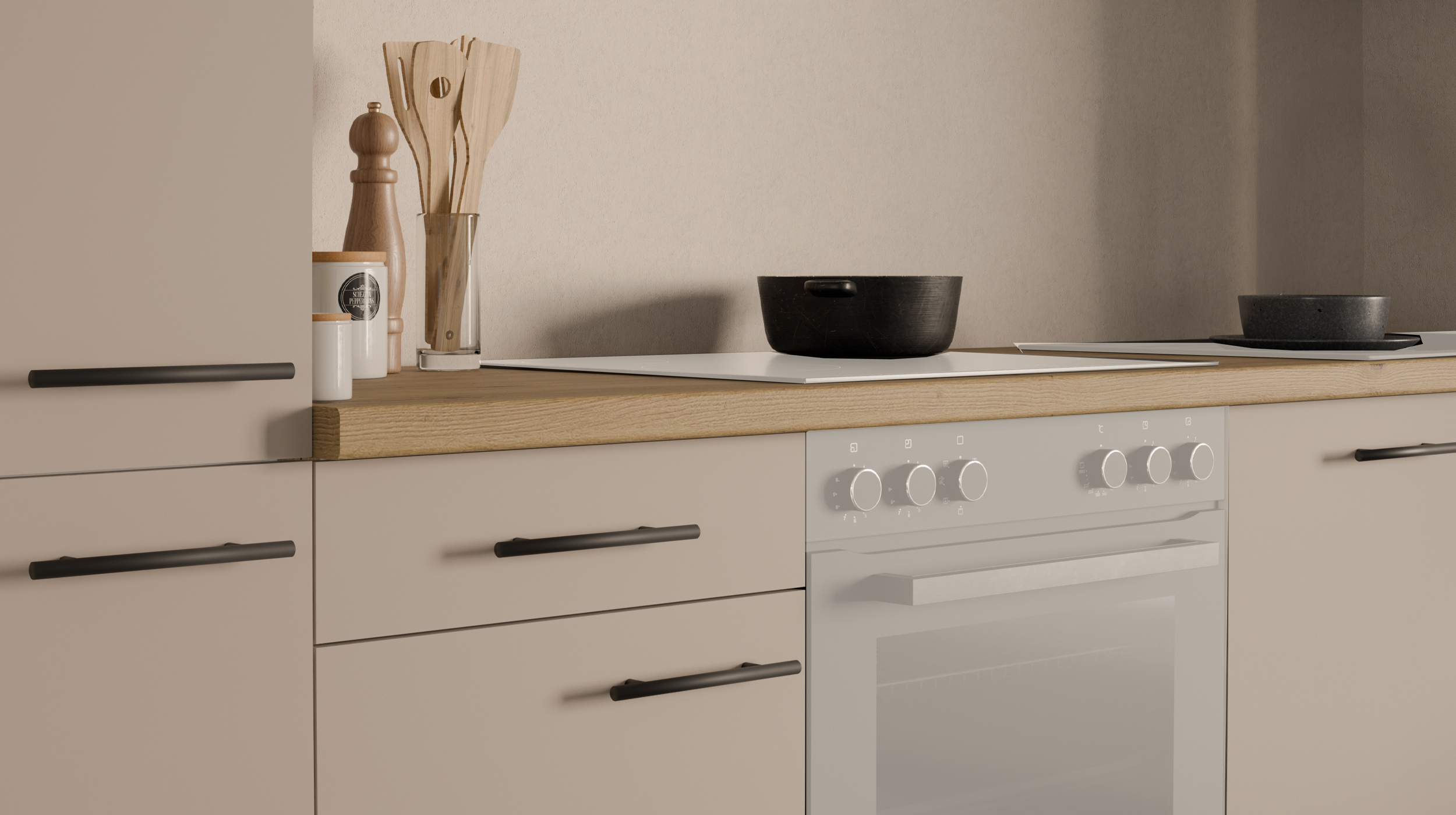 Küchenzeile - cashmere - Artisan Eiche - 280 cm - ohne Elektrogeräte - ANNA