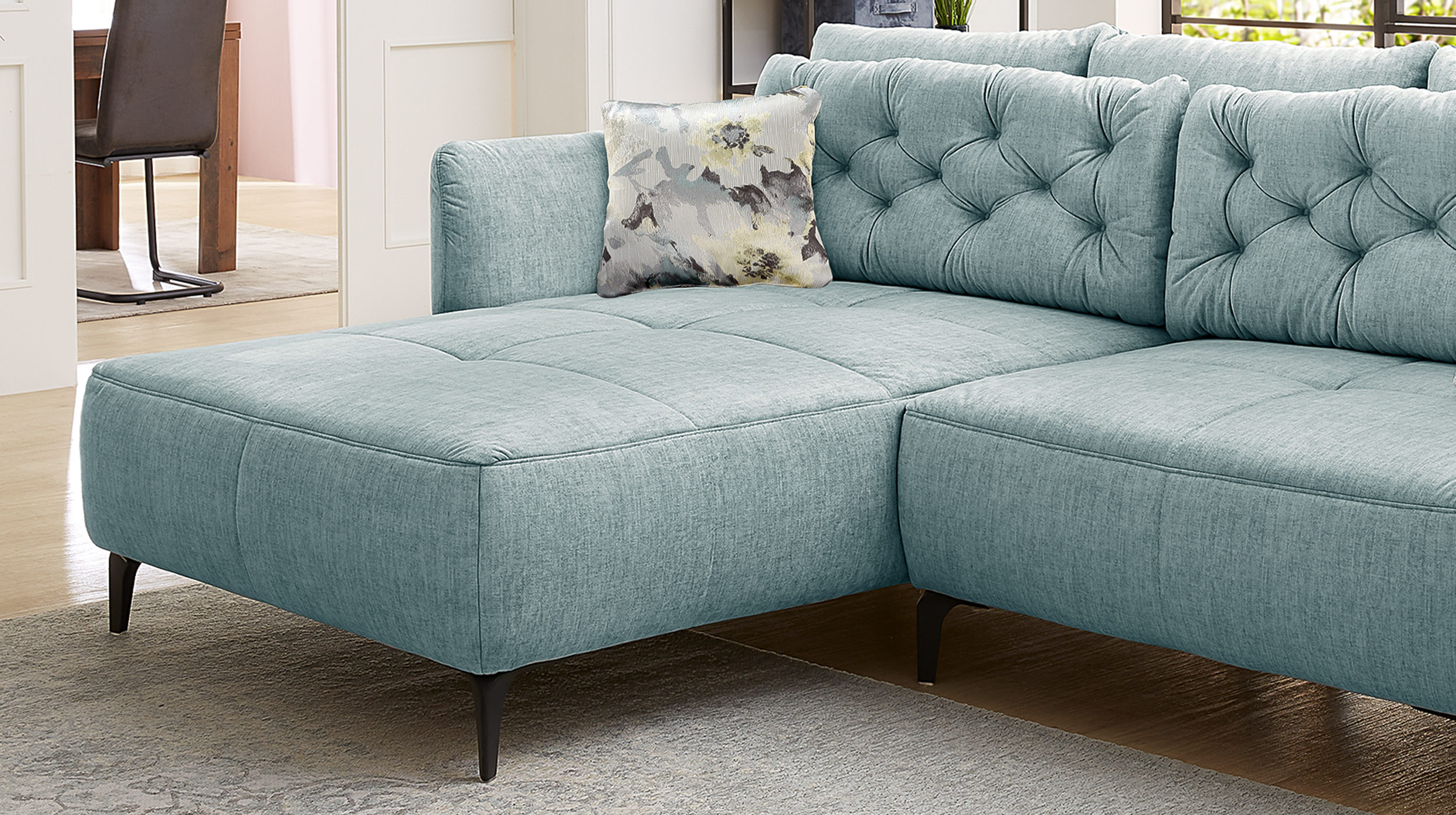 Ecksofa Veloursbezug blau 251 x 186 cm - SALO