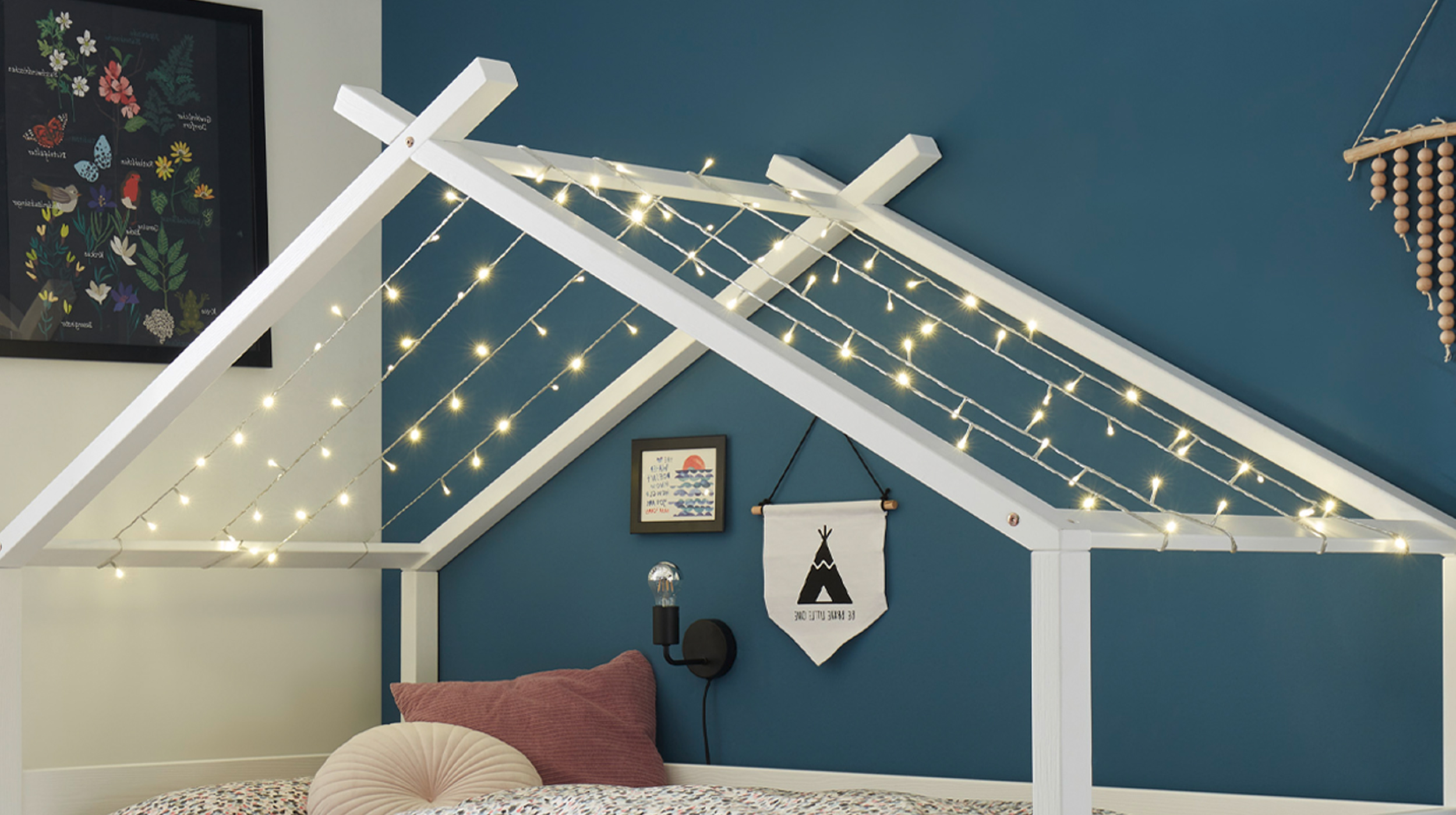 Spielbett 90 x 200 cm Kiefer massiv weiß - JULETTA