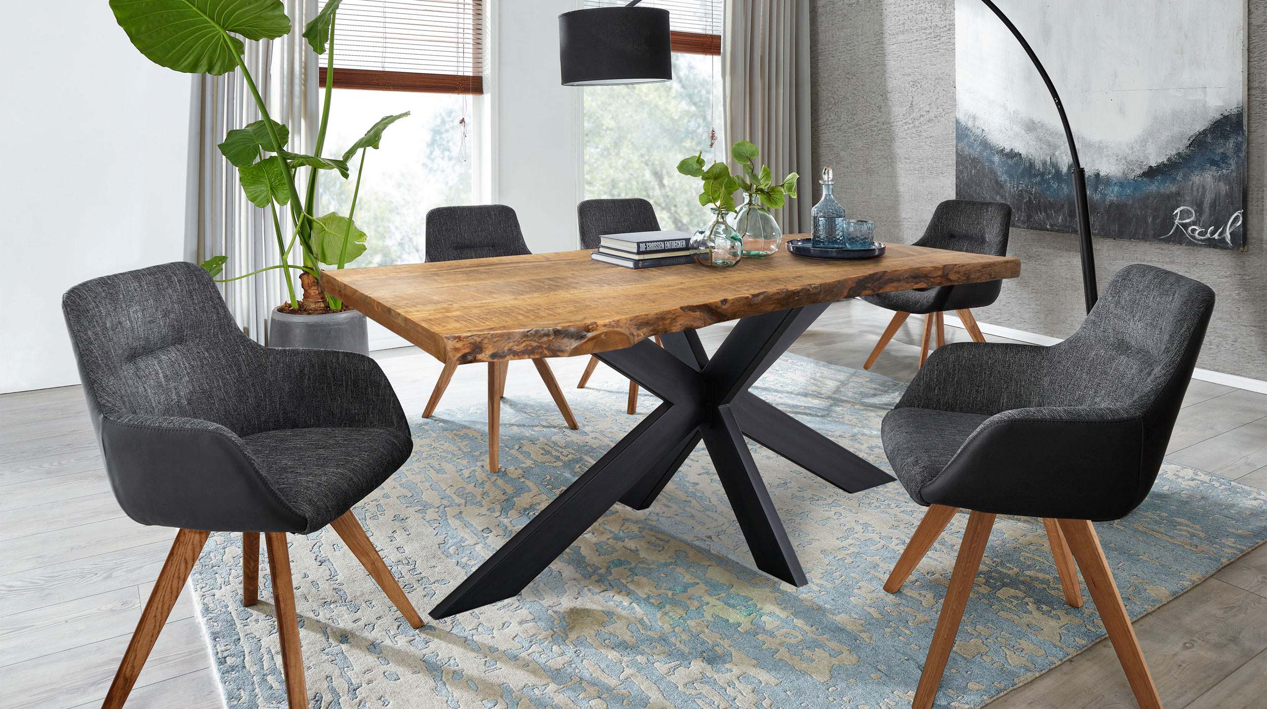 Esstisch Baumkantentisch massiv 180 cm Mango lackiert - TIM