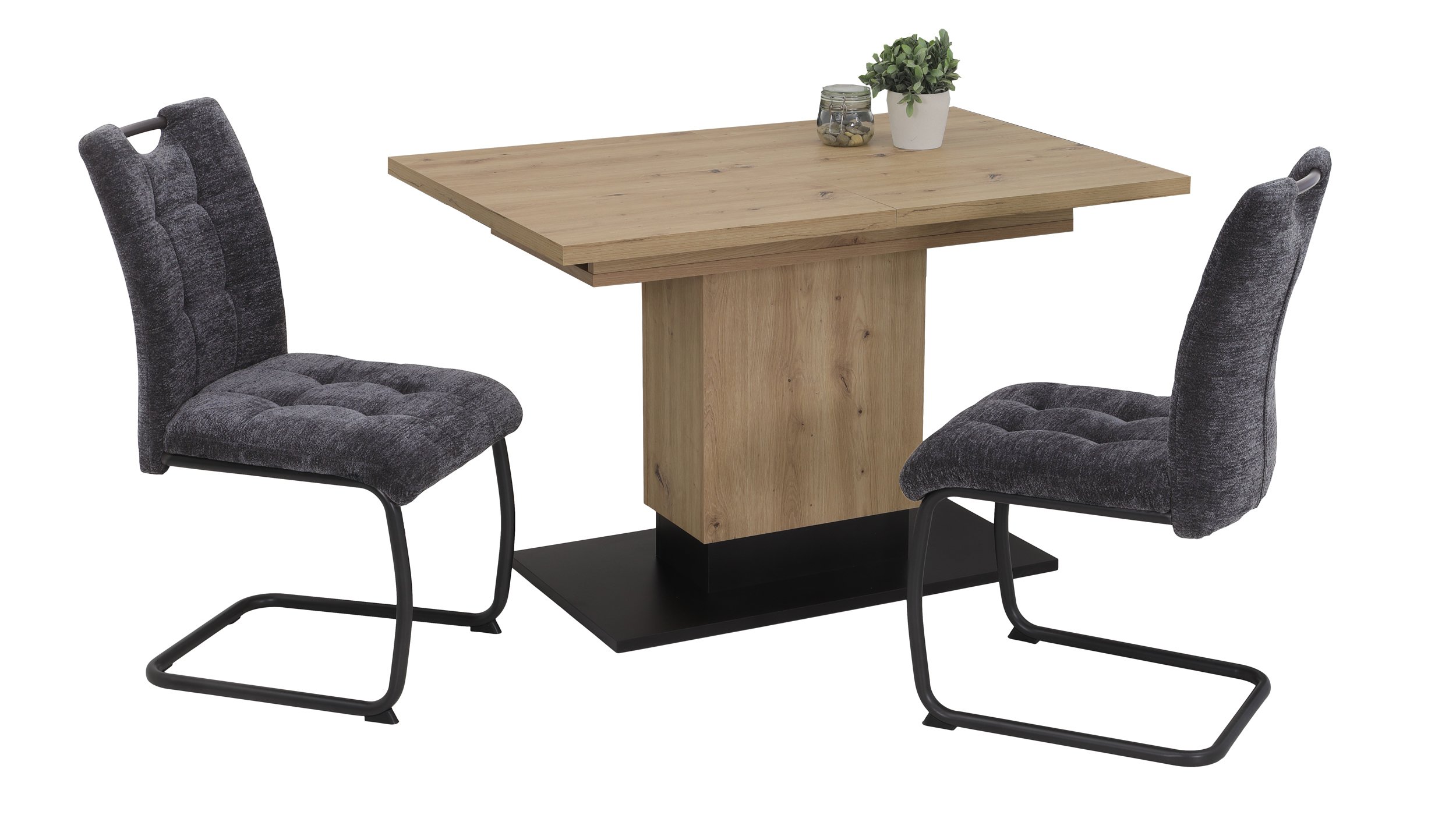 Schwingstuhl für Esszimmer anthrazit Webstoff - KARLA