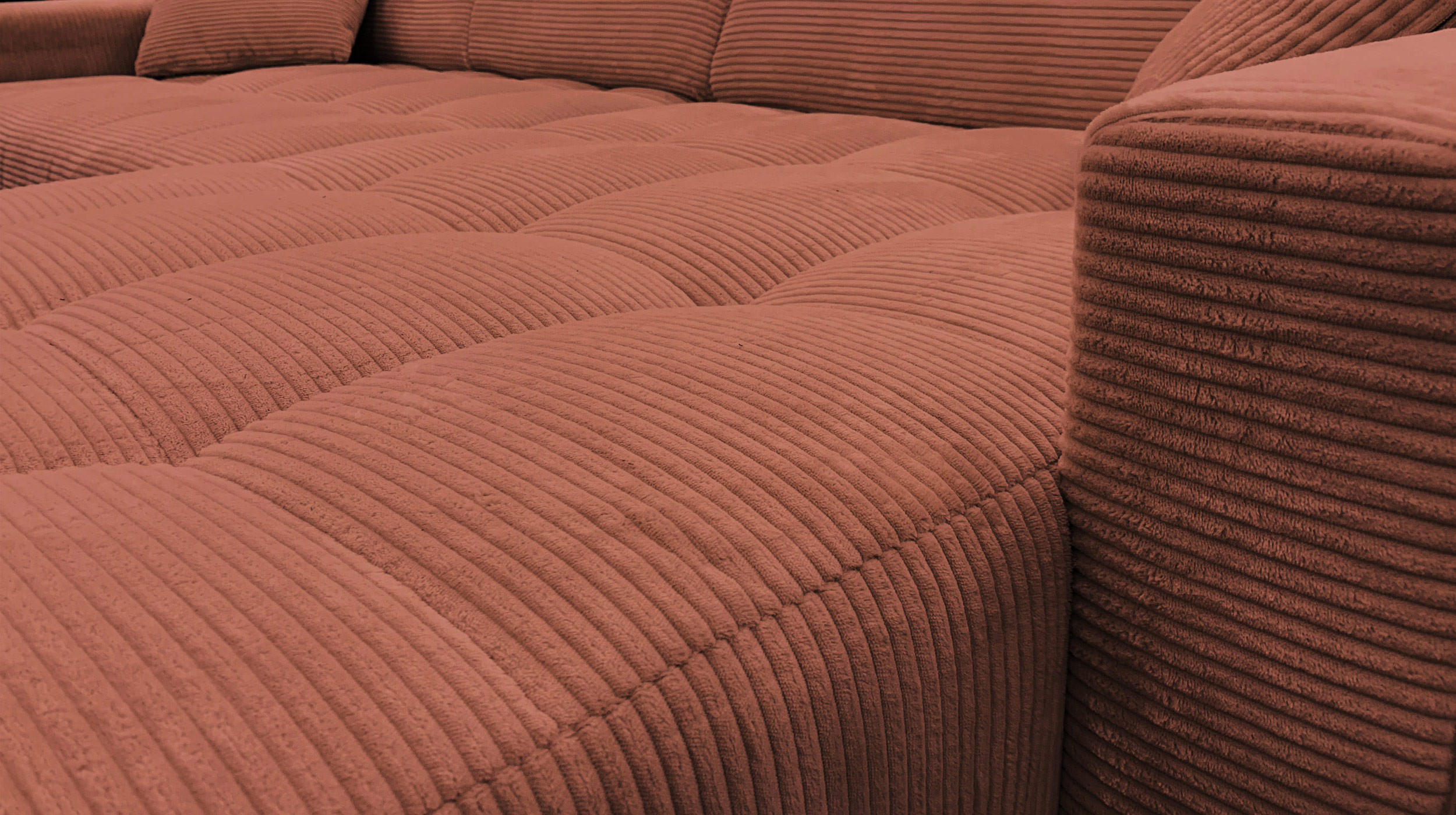 Ecksofa Cord rost ausziehbar - Sitztiefenverstellung 256 cm - OT rechts - SIMPLE Ecksofa Cord rost ausziehbar - Sitztiefenverstellung 256 cm - OT rechts - SIMPLE