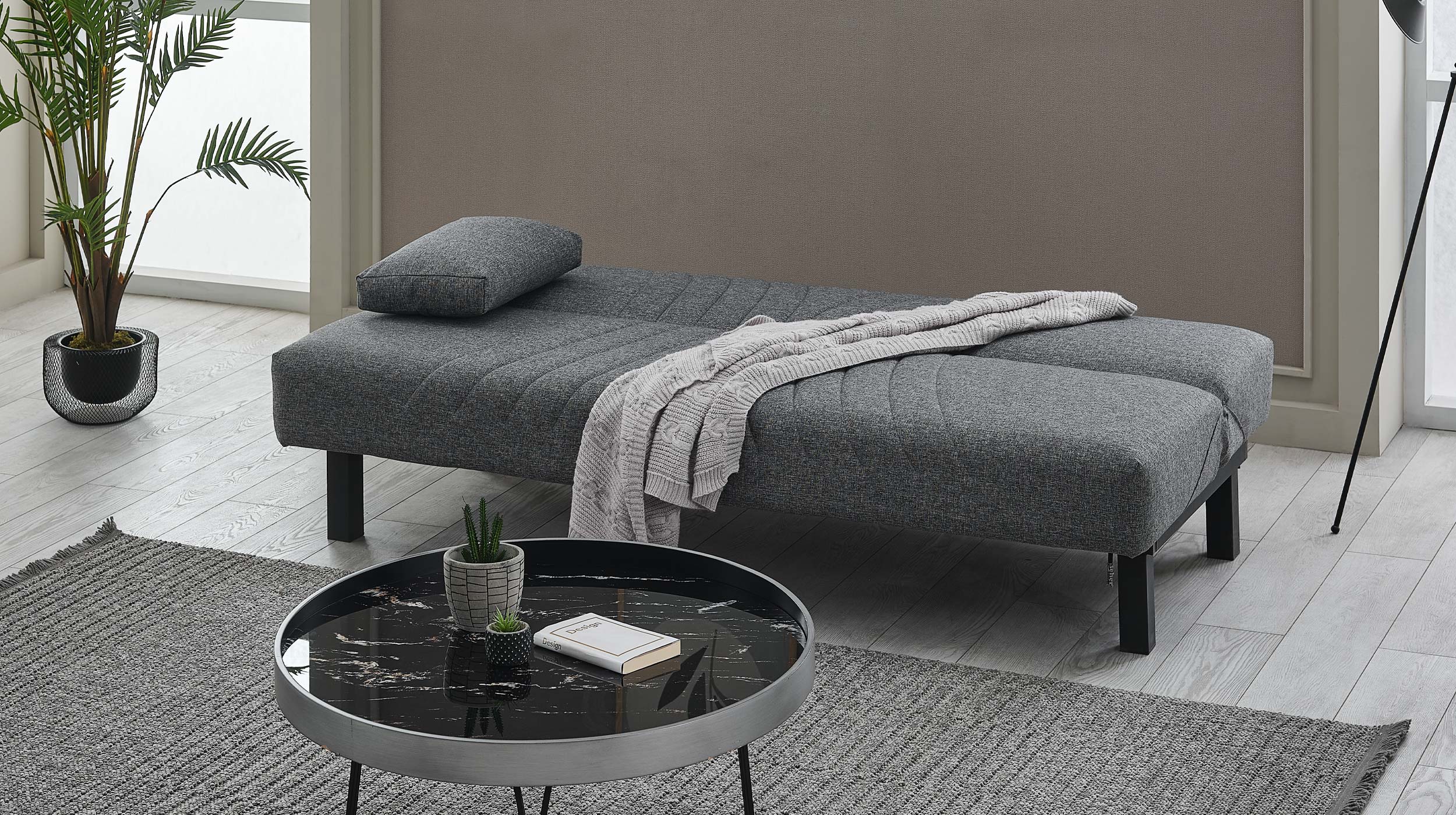 Einzelsofa 3-Sitzer grau Schlaffunktion 190 cm - RADOO