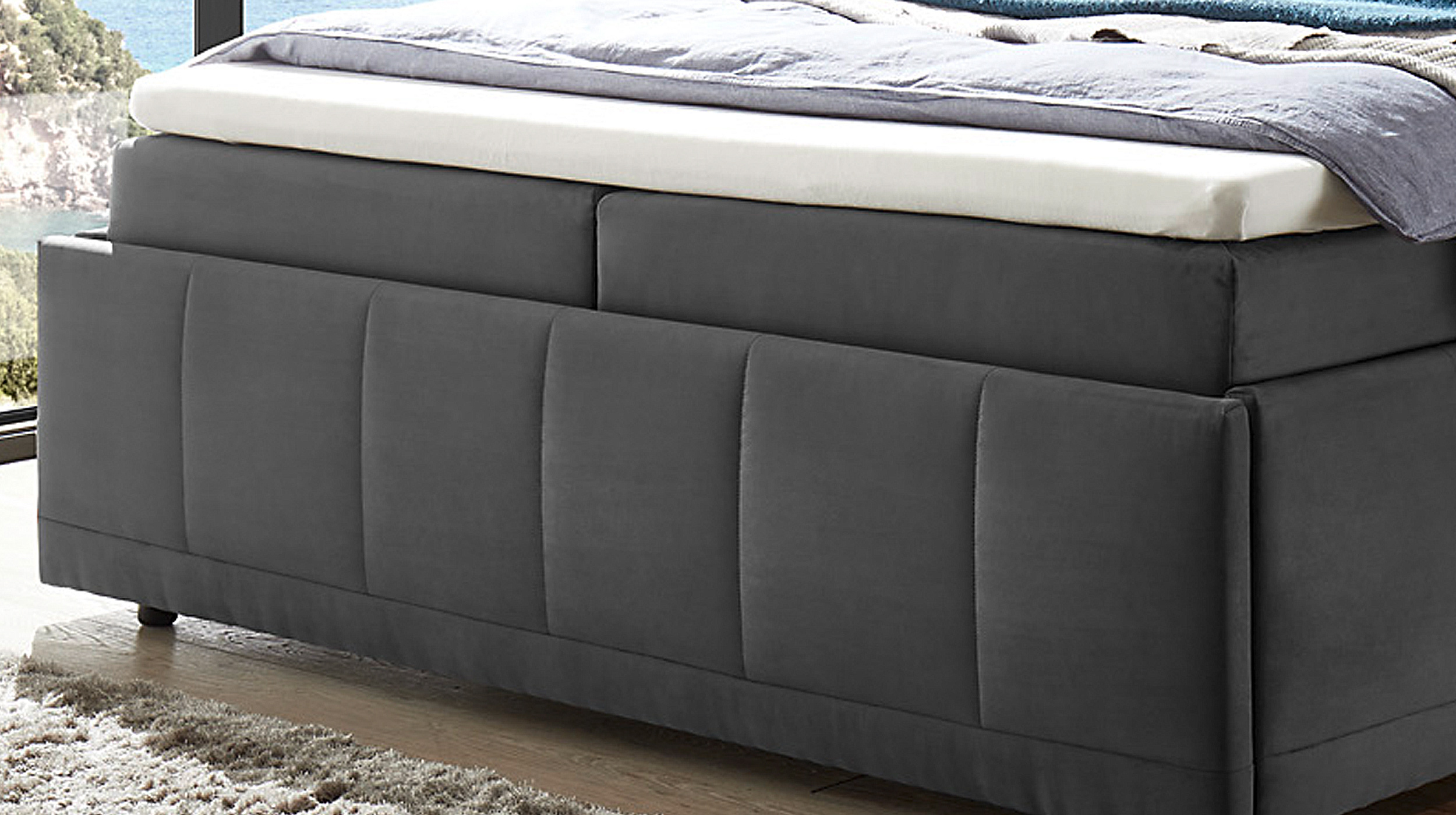Boxbett 180 cm - mit Bettkasten - anthrazit - FULHAM