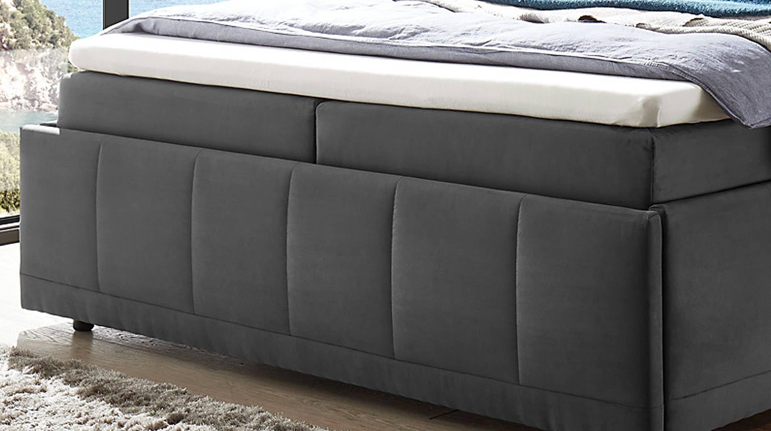 Boxbett 180 x 200 cm anthrazit mit Bettkasten - FULHAM