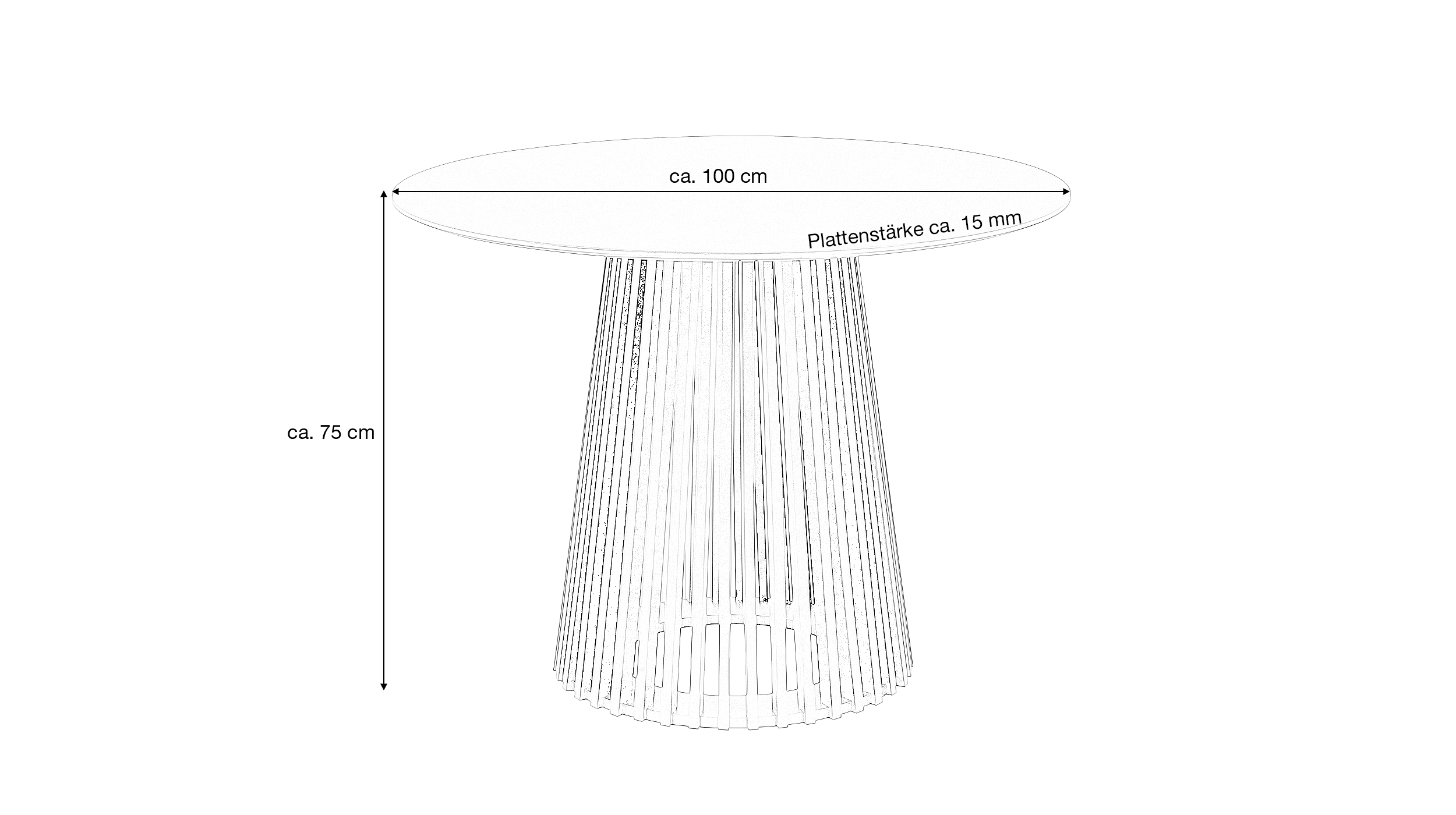 Esstisch rund 100 cm schwarz - Lamellen-Sockel - GARLE 