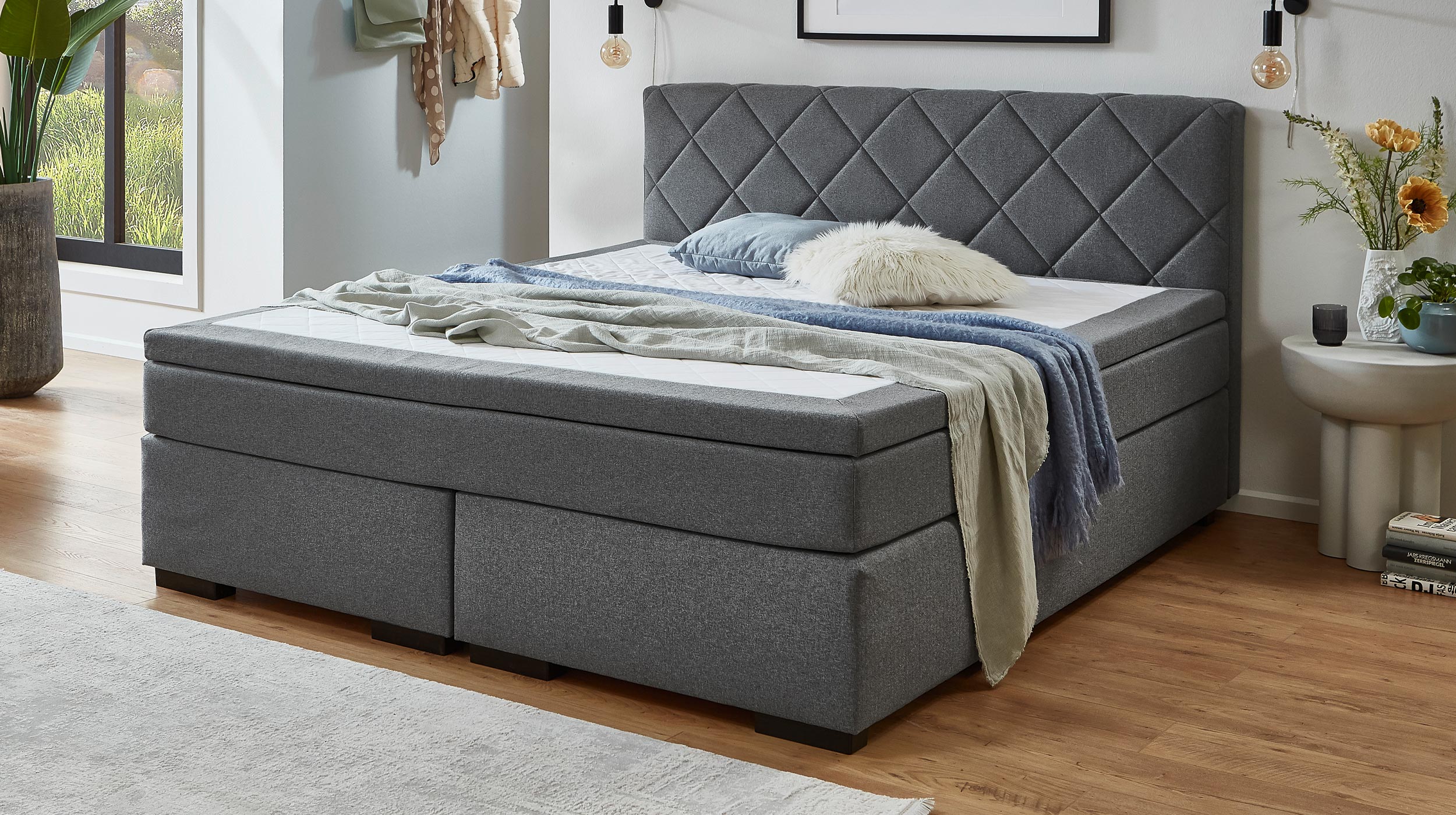 Boxspringbett 180 x 200 cm Stoffbezug grau - INNSBRUCK