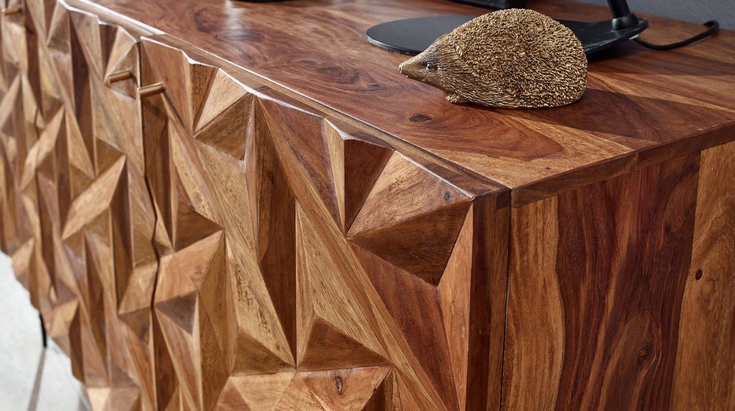 Sideboard Sheesham massiv gebeizt 144 cm - 3-türig - STEN