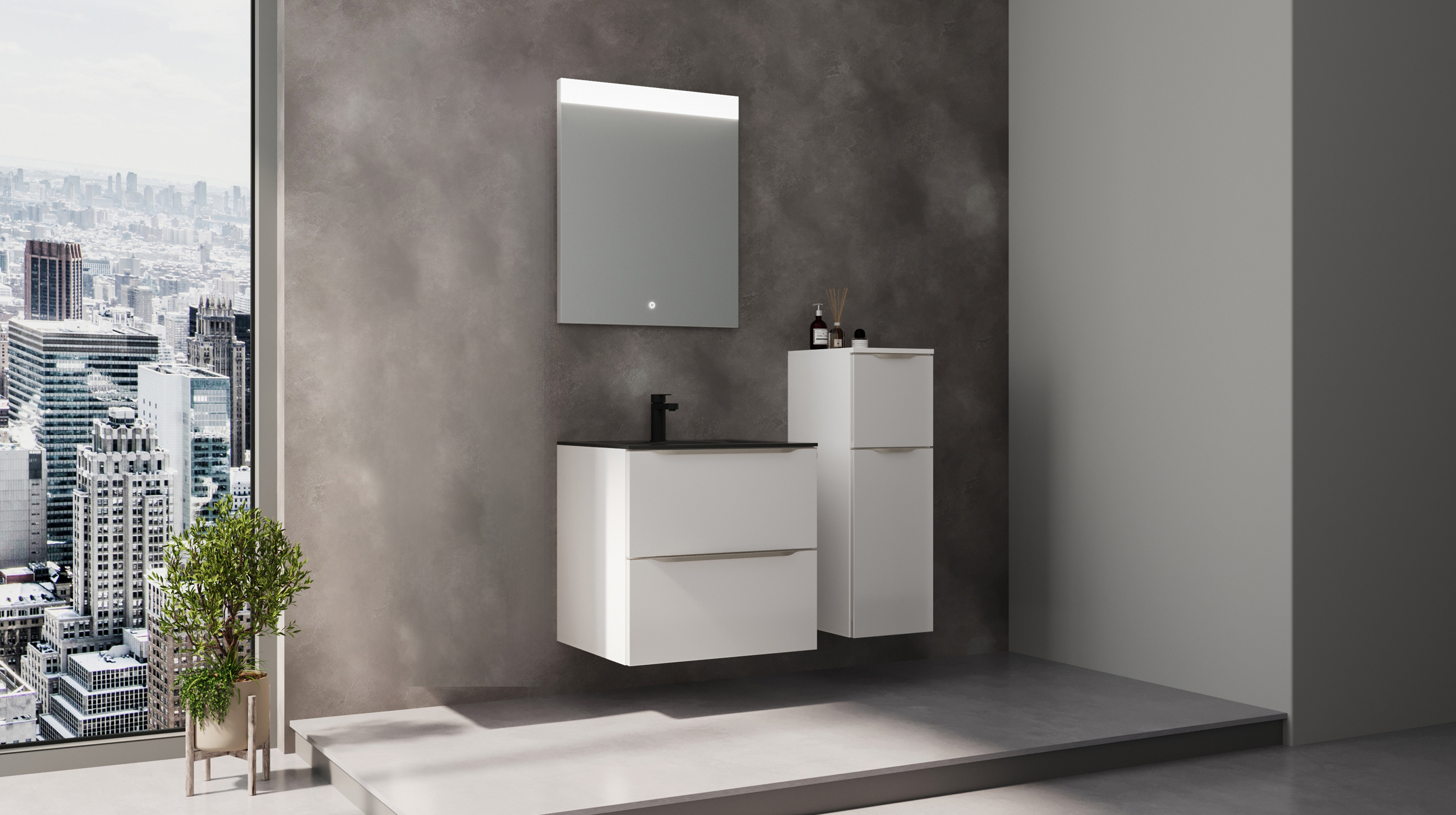 Badmöbel-Set weiß Glanz - 3-Teile mit MS - Waschtisch 60 cm - FRANA Badmöbel-Set weiß Glanz - 3-Teile mit MS - Waschtisch 60 cm - FRANA