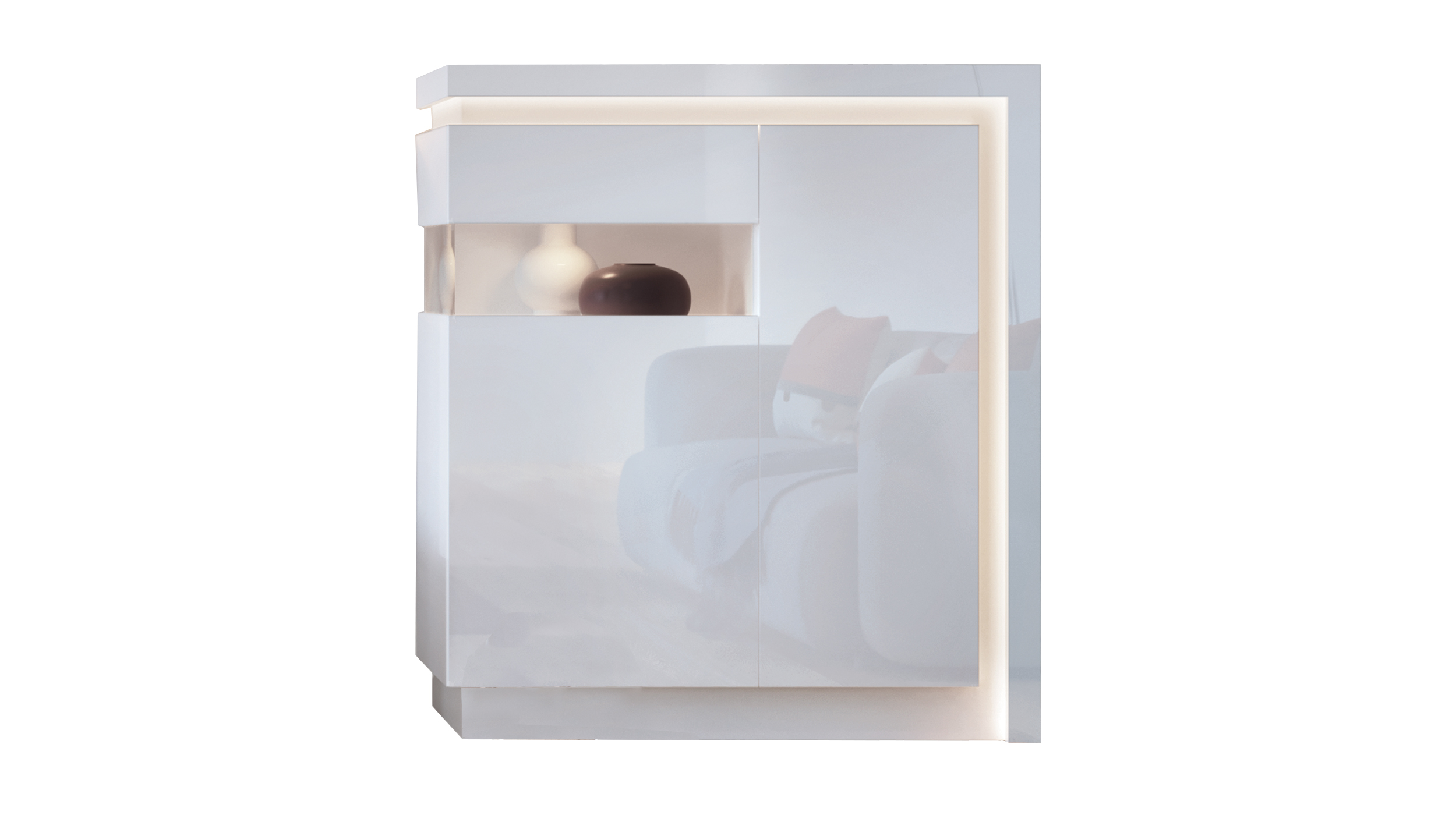Highboard mit Beleuchtung weiß Hochglanz 108 cm - LYON