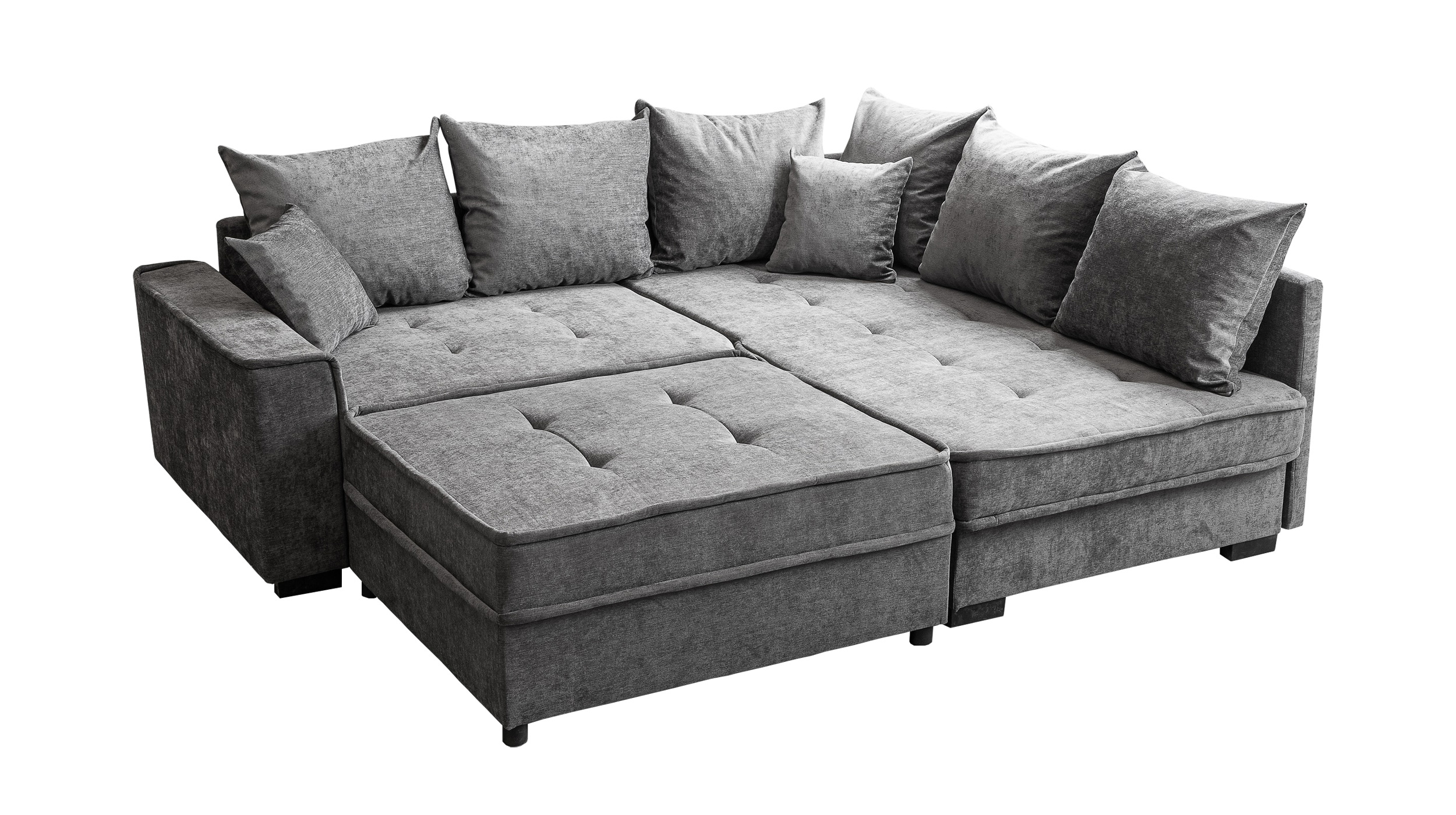 Hocker Sitzhocker 104 x 89 cm Chenille anthrazit - MONTEVIDEO