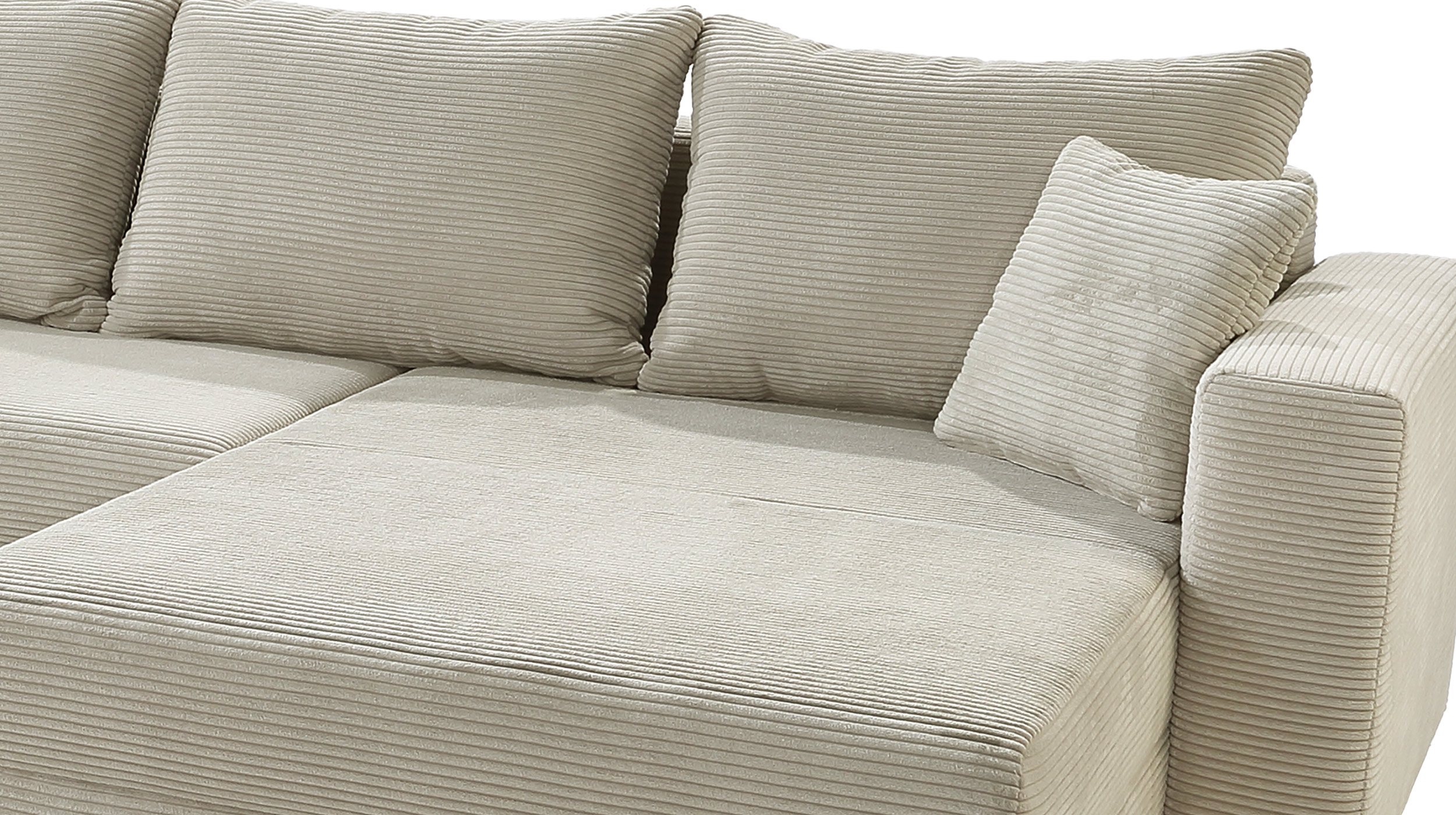 Wohnlandschaft Cord beige Schlaffunktion 342 cm - SELMA