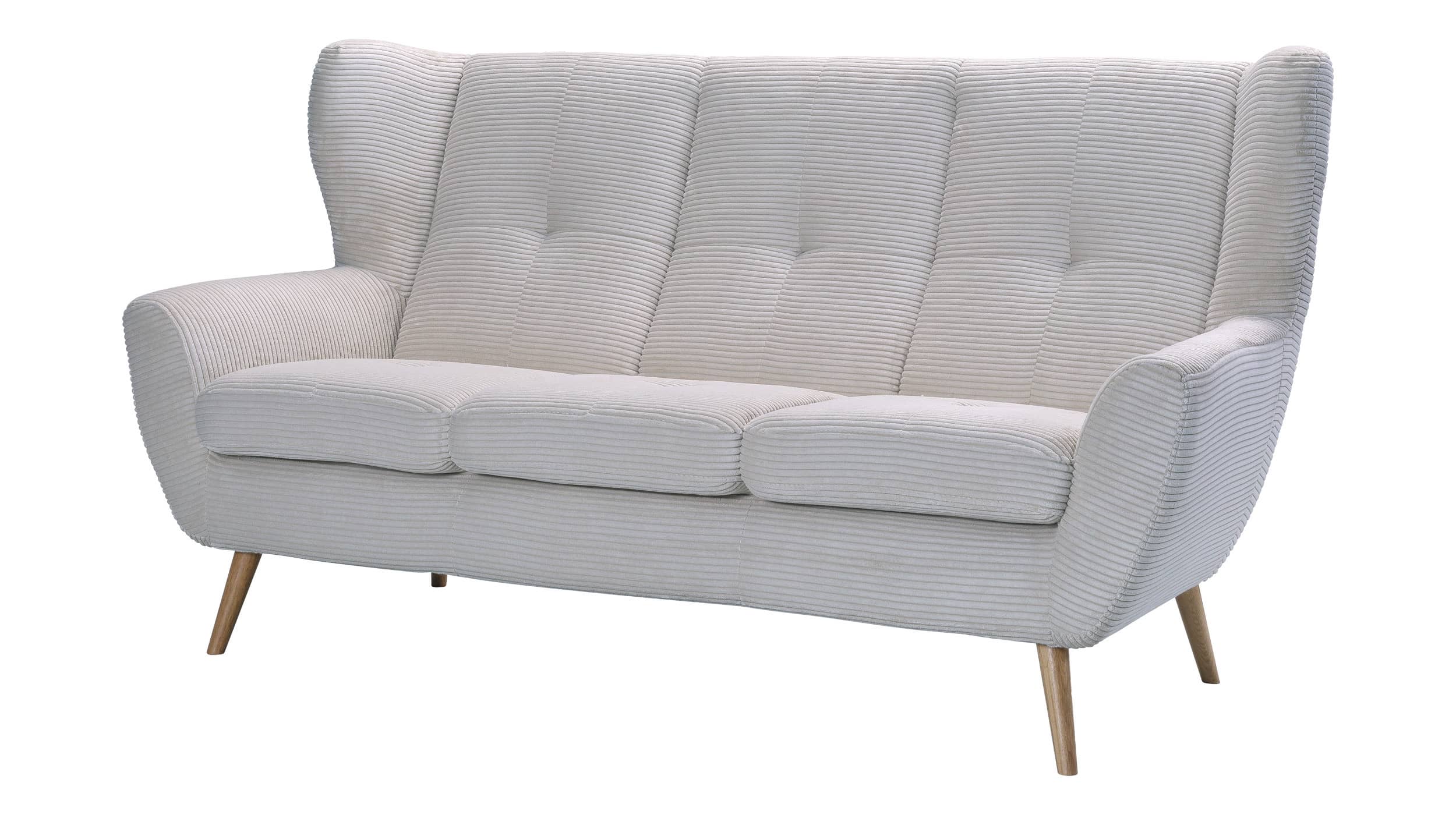 Einzelsofa 3-Sitzer Sofa creme Cordbezug 190 cm - AVESTA