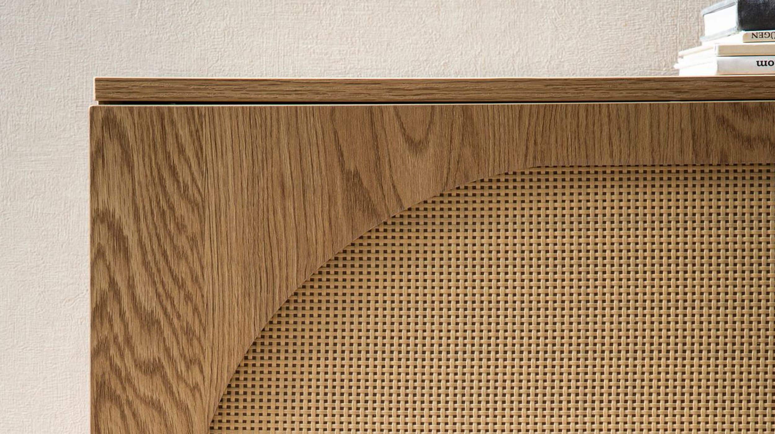 Sideboard mit 3 Schubladen Eiche - Rattan 140 cm - RATVAN