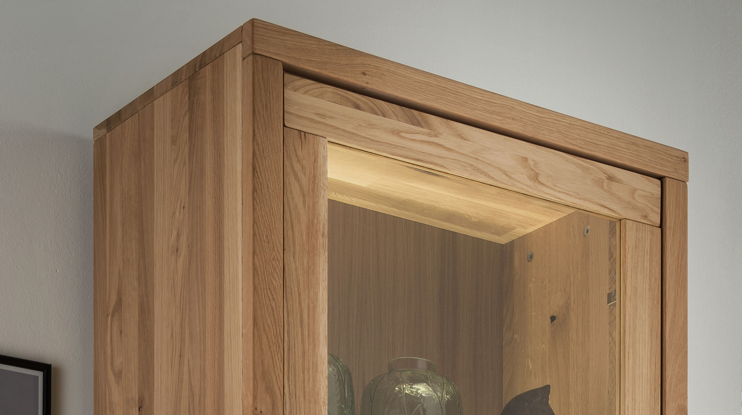 Vitrine mit Glastür Wildeiche massiv geölt Breite 65 cm - GIRONA Vitrine mit Glastür Wildeiche massiv geölt Breite 65 cm - GIRONA