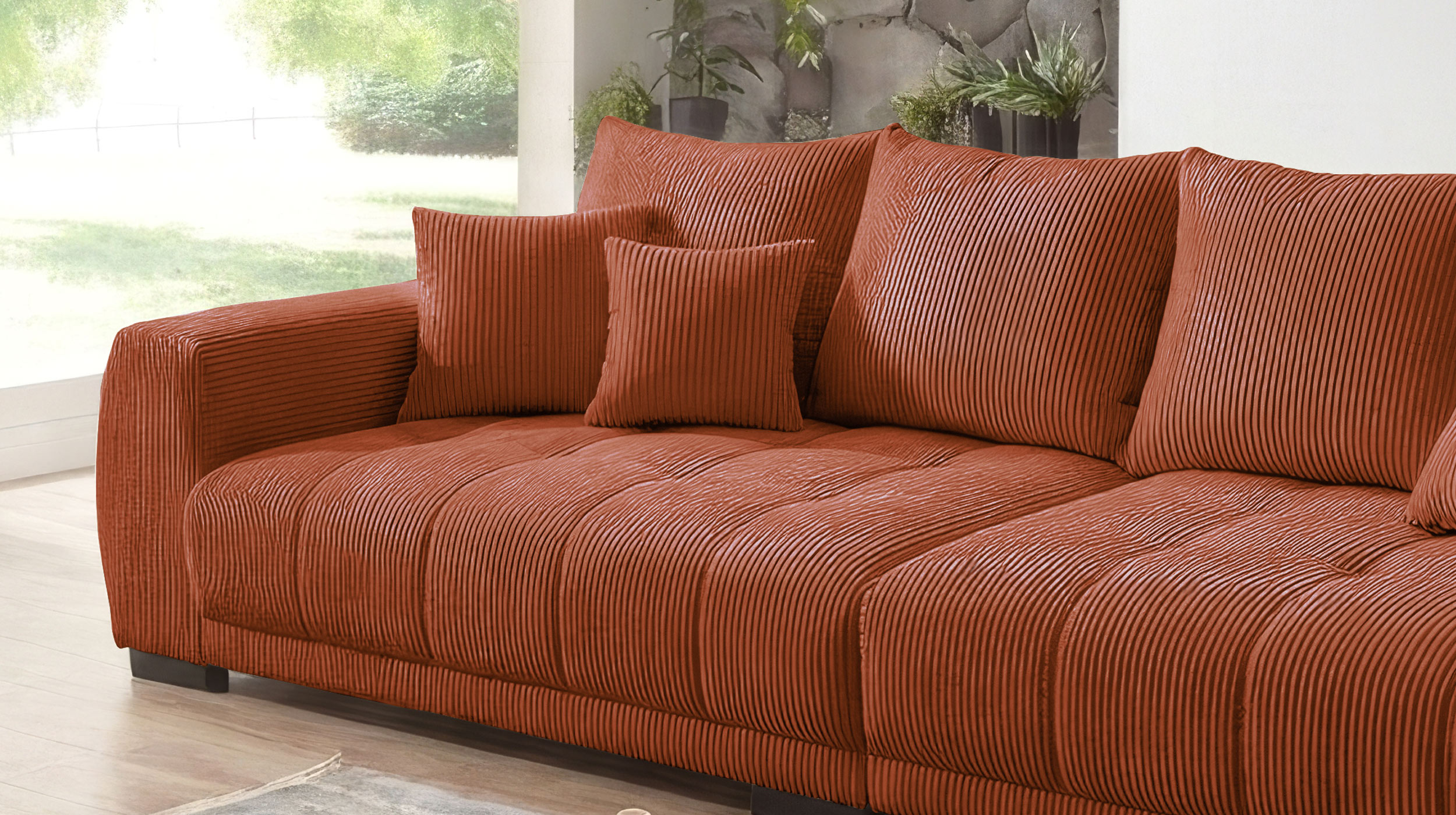 Big Sofa Cord rost mit Nosagunterfederung 300 cm - ARTEMIS