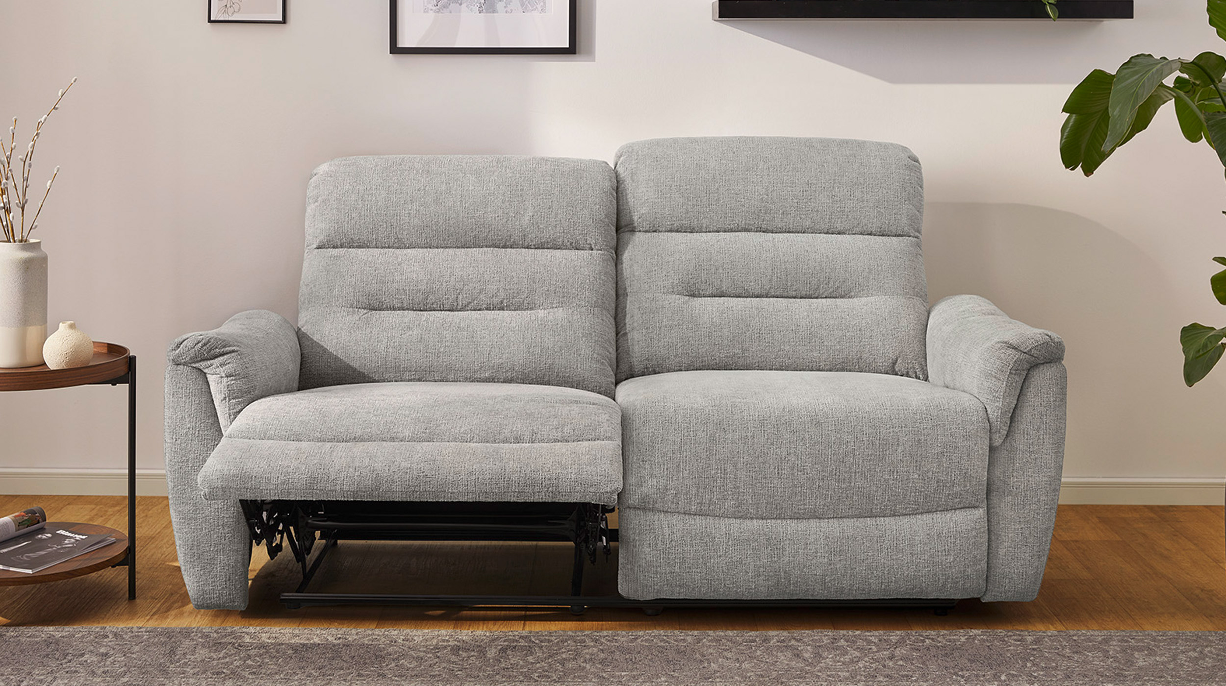 Einzelsofa 3-Sitzer Chenille grau 194 cm - Relaxfunktion - UTAH