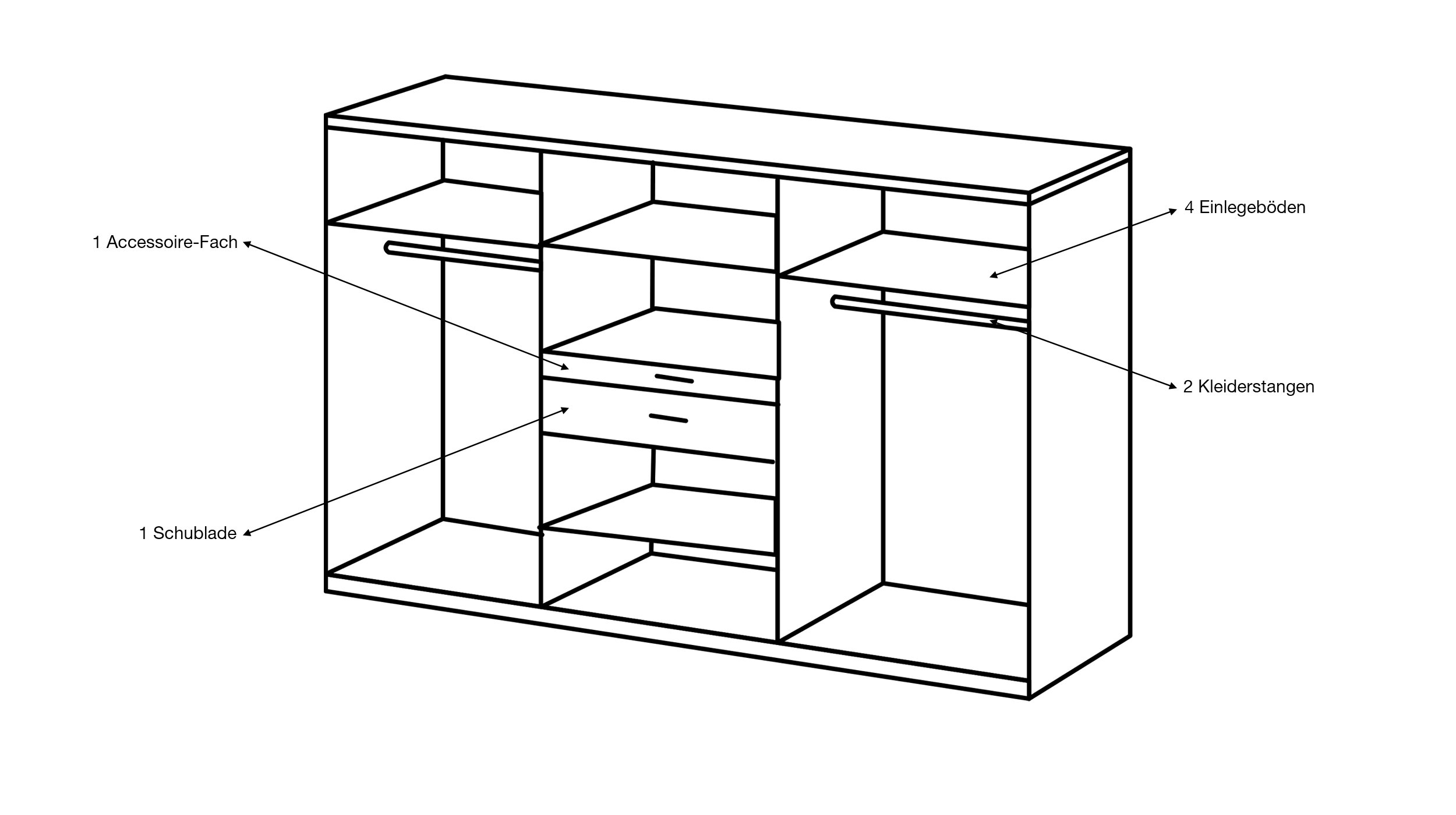 Kleiderschrank mit Spiegel 270 cm - Hickory Oak - grau - XANTEN