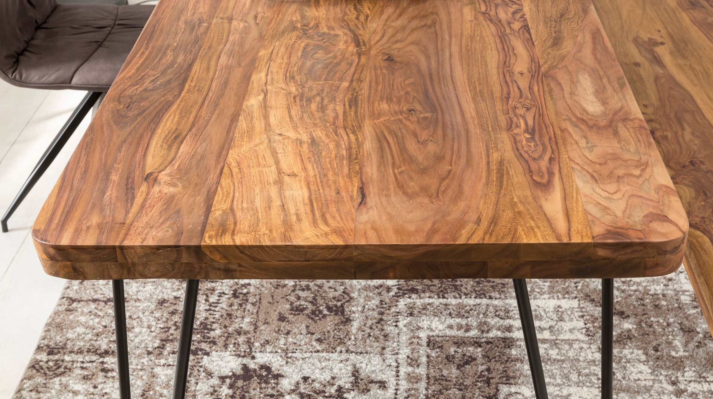 Esstisch 200 x 80 cm Sheesham massiv, dunkel gebeizt - STEN 