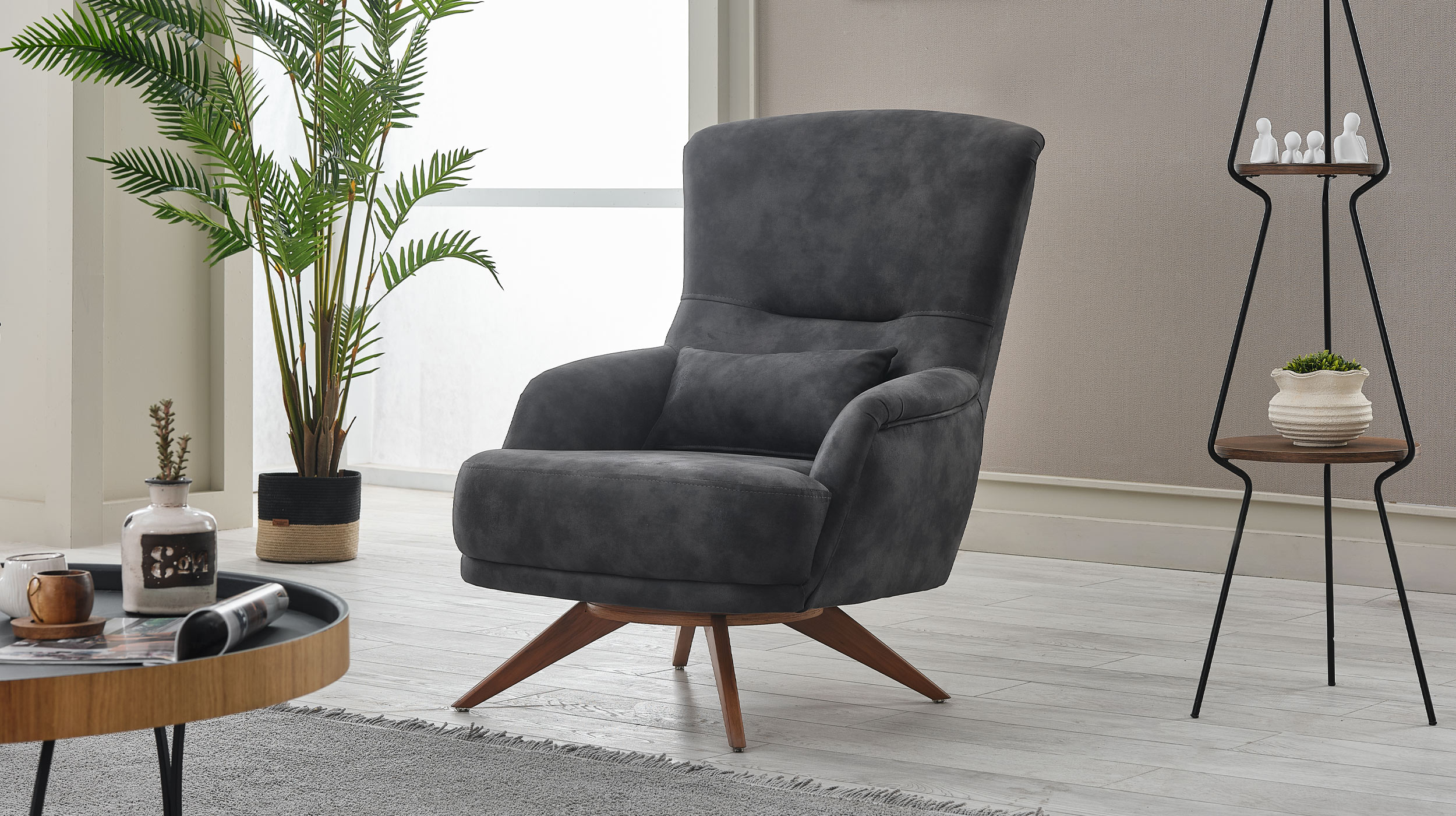 Fernsehsessel anthrazit Stoffbezug - ALBERTO