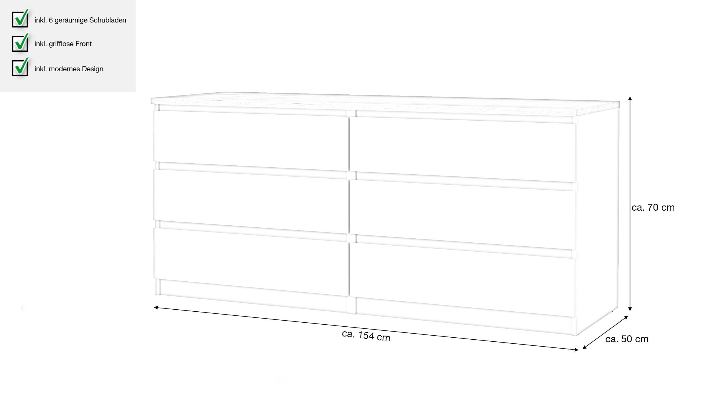 Kommode mit 6 Schubladen beige - Jackson Hickory 154 cm - NAIA Kommode mit 6 Schubladen beige - Jackson Hickory 154 cm - NAIA