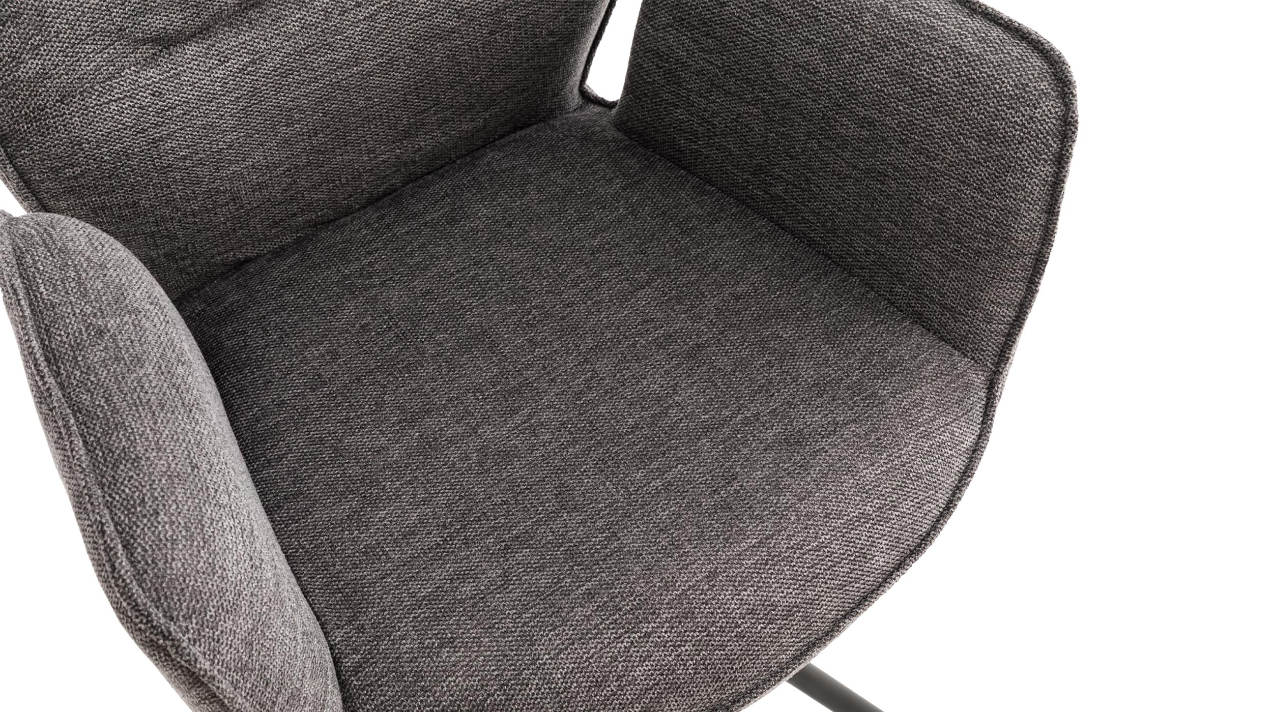 Armlehnstuhl anthrazit Drehstuhl Stoffbezug Chenille Optik - GREYTON