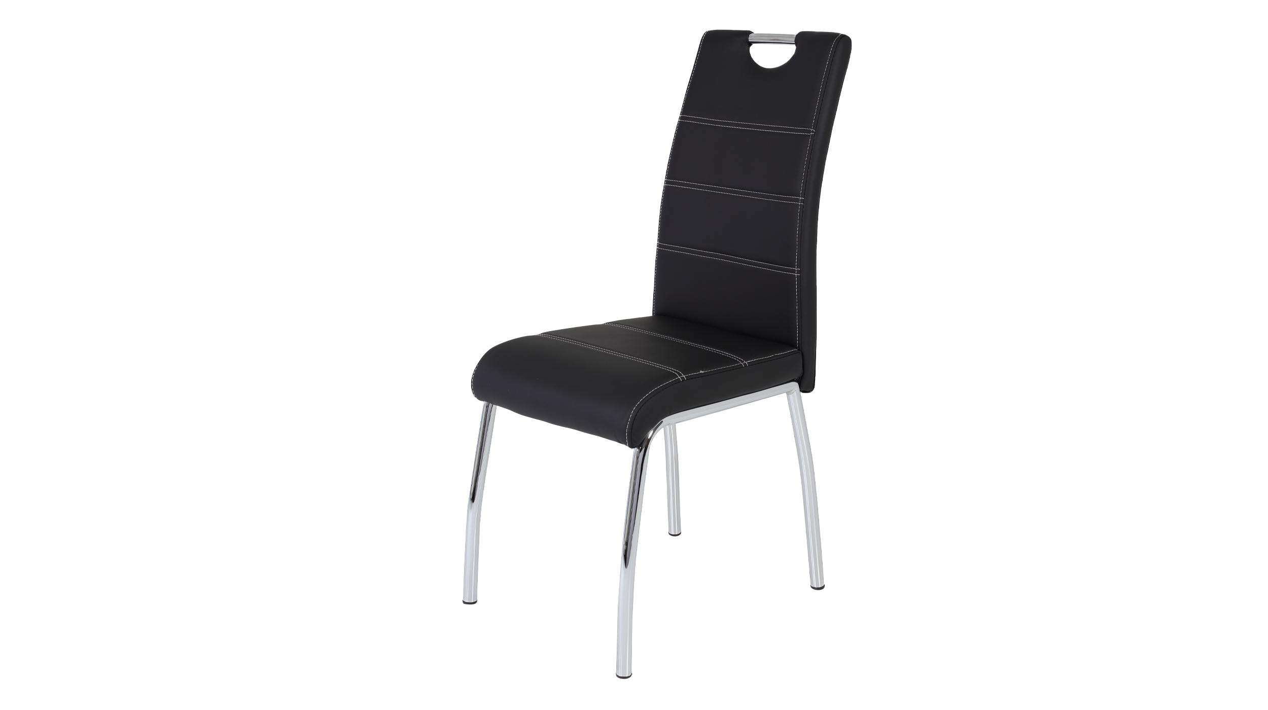 Polsterstuhl schwarz Metallgestell - Lederlook - SUSI