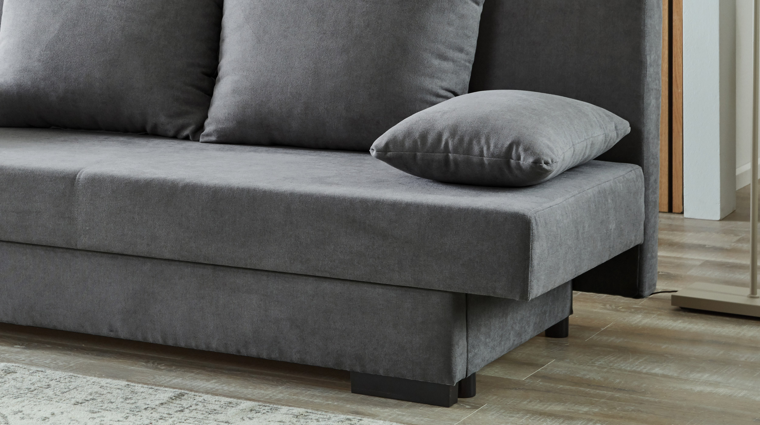 Schlafsofa anthrazit Bettkasten ausziehbar 190 cm - GRONINGEN Schlafsofa anthrazit Bettkasten ausziehbar 190 cm - GRONINGEN