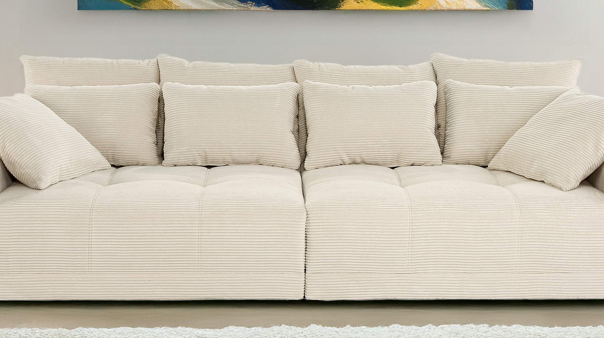 Big Sofa Cord beige - 308 cm - Federkern - JANNI