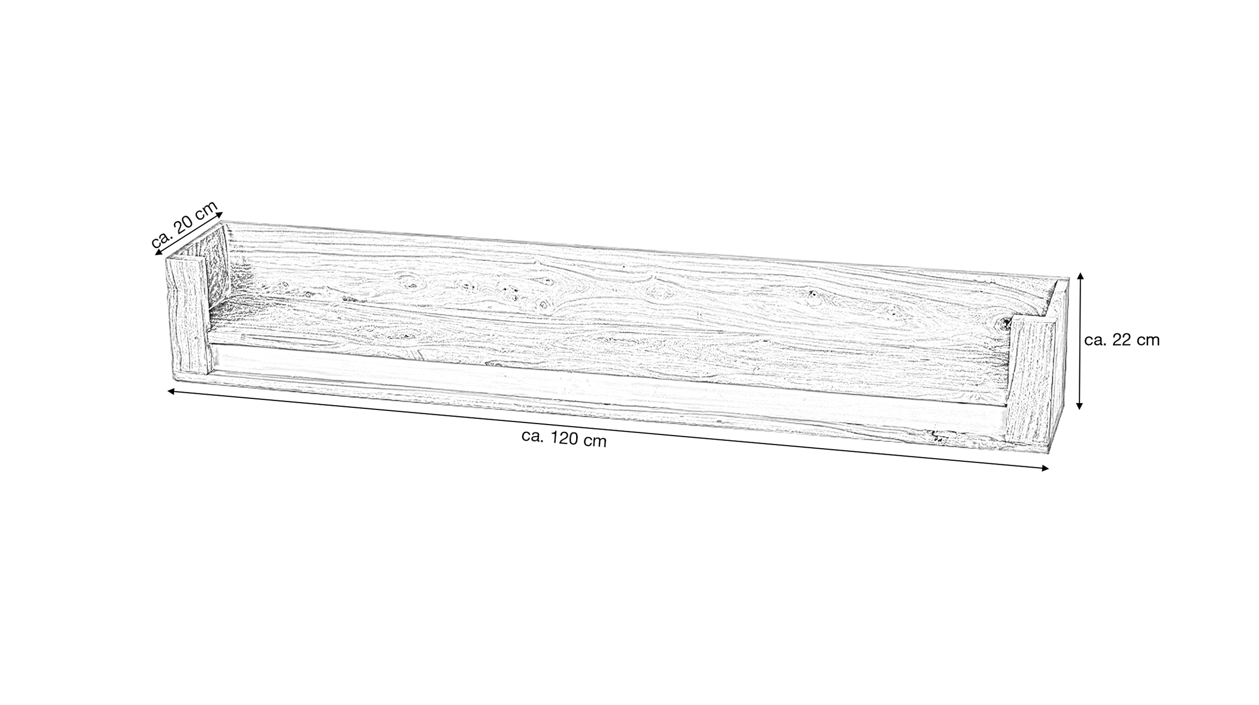 Wandboard Sheesham Massiv gebeizt 120 cm - SENSO