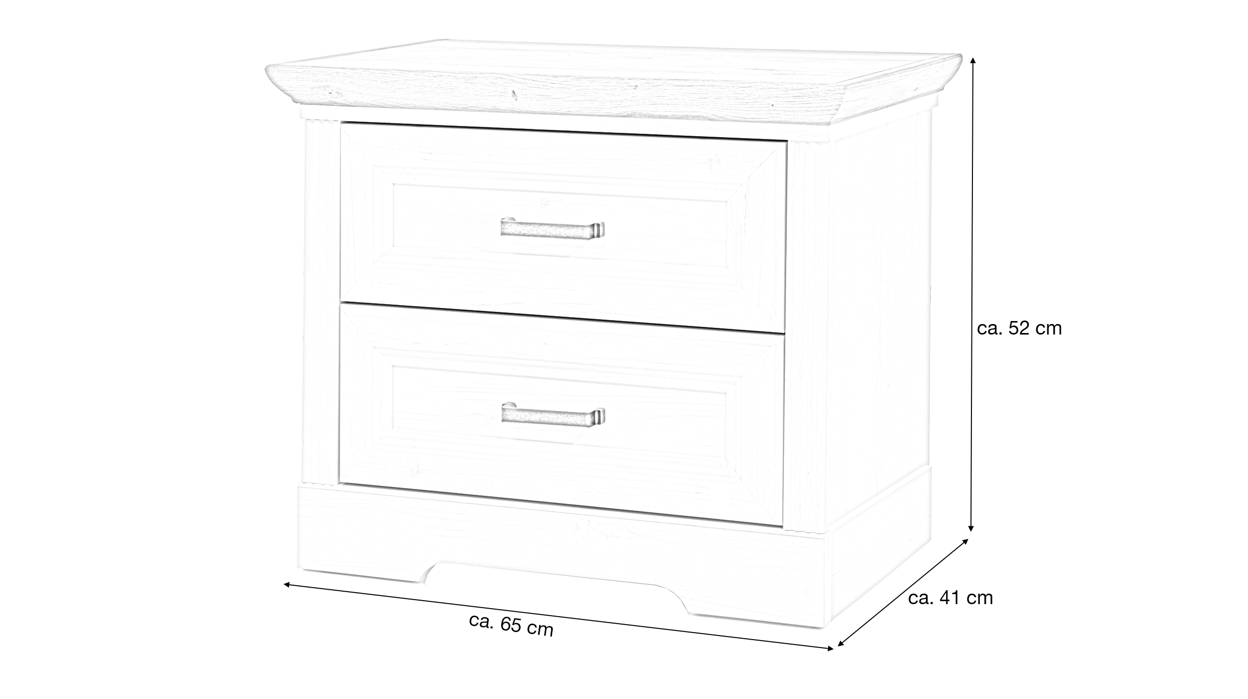 Nachttisch Pinie weiß - Artisan Eiche 65 cm x 52 cm - JASMIN