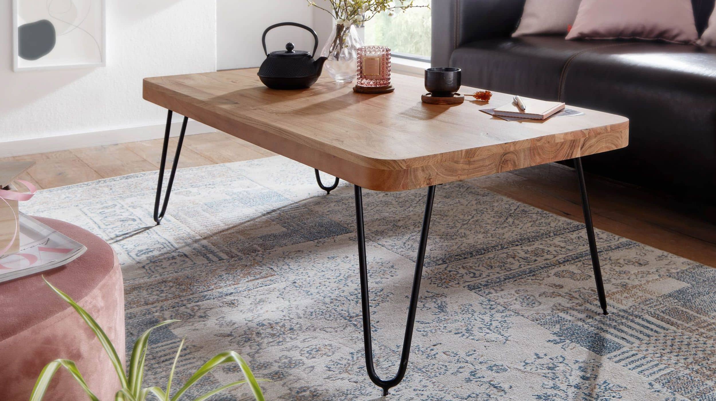 Couchtisch Akazie massiv lackiert 115 x 60 cm - BERIT