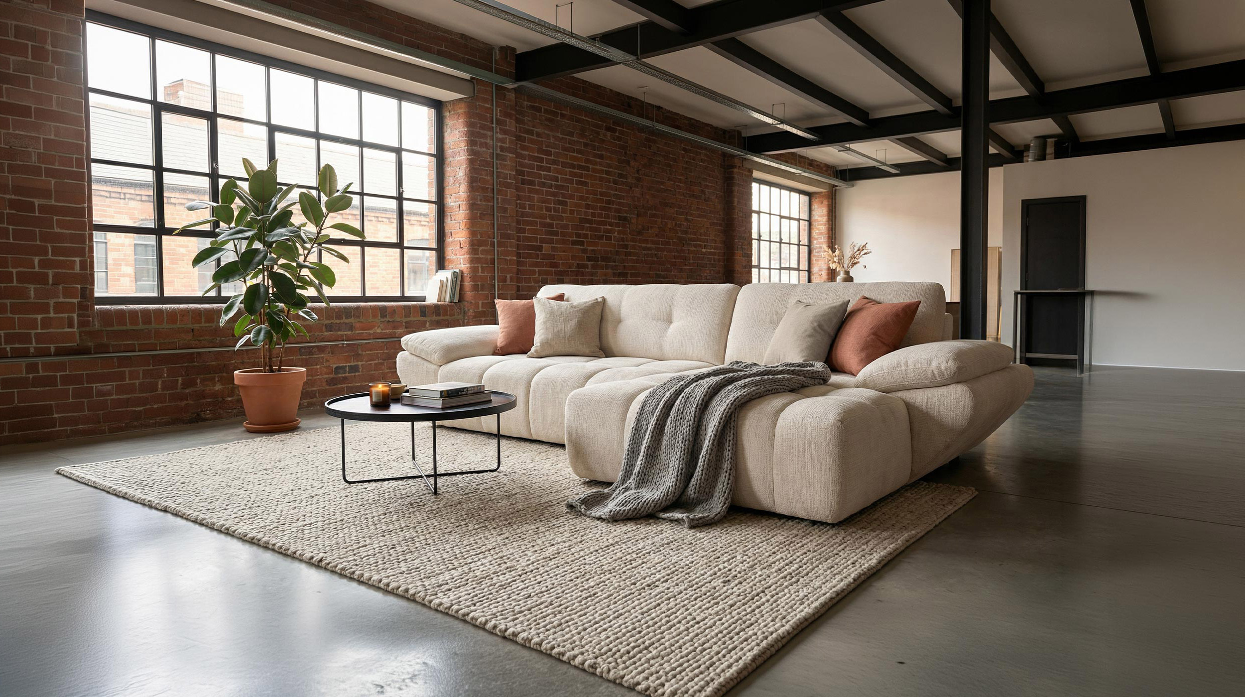 Ecksofa creme elektrisch ausfahrbar 308 cm - OT rechts - HUGO