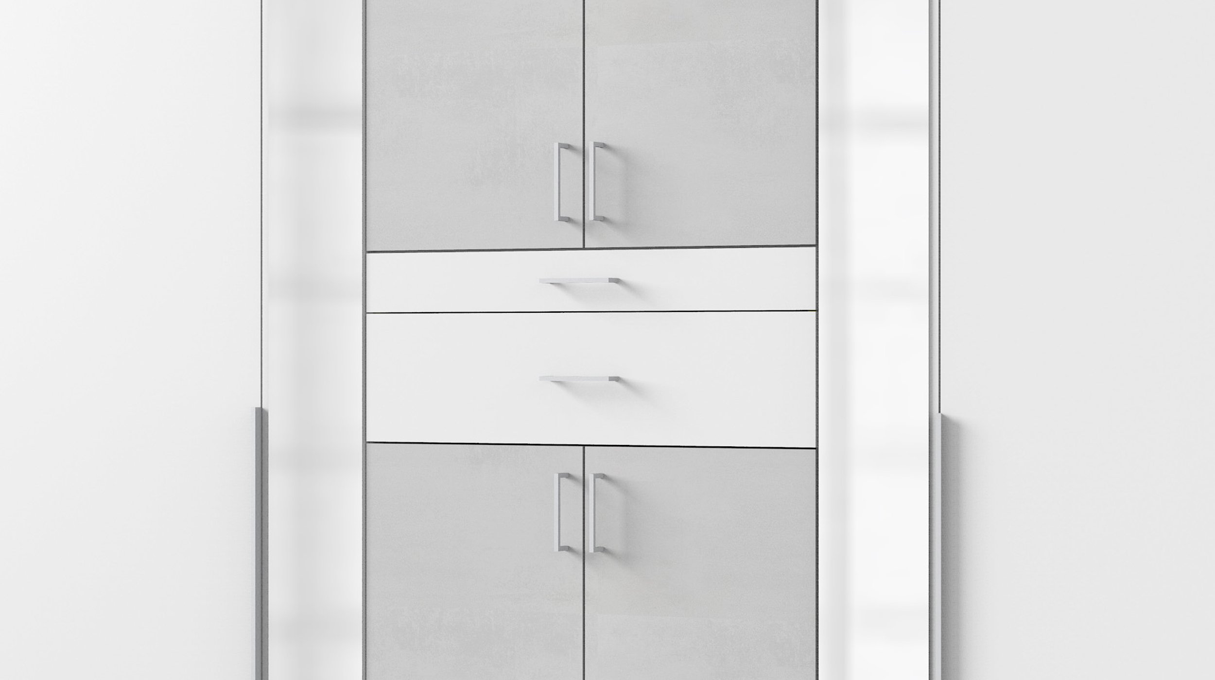 Kleiderschrank Spiegel 270 cm weiß - grau - XANTEN