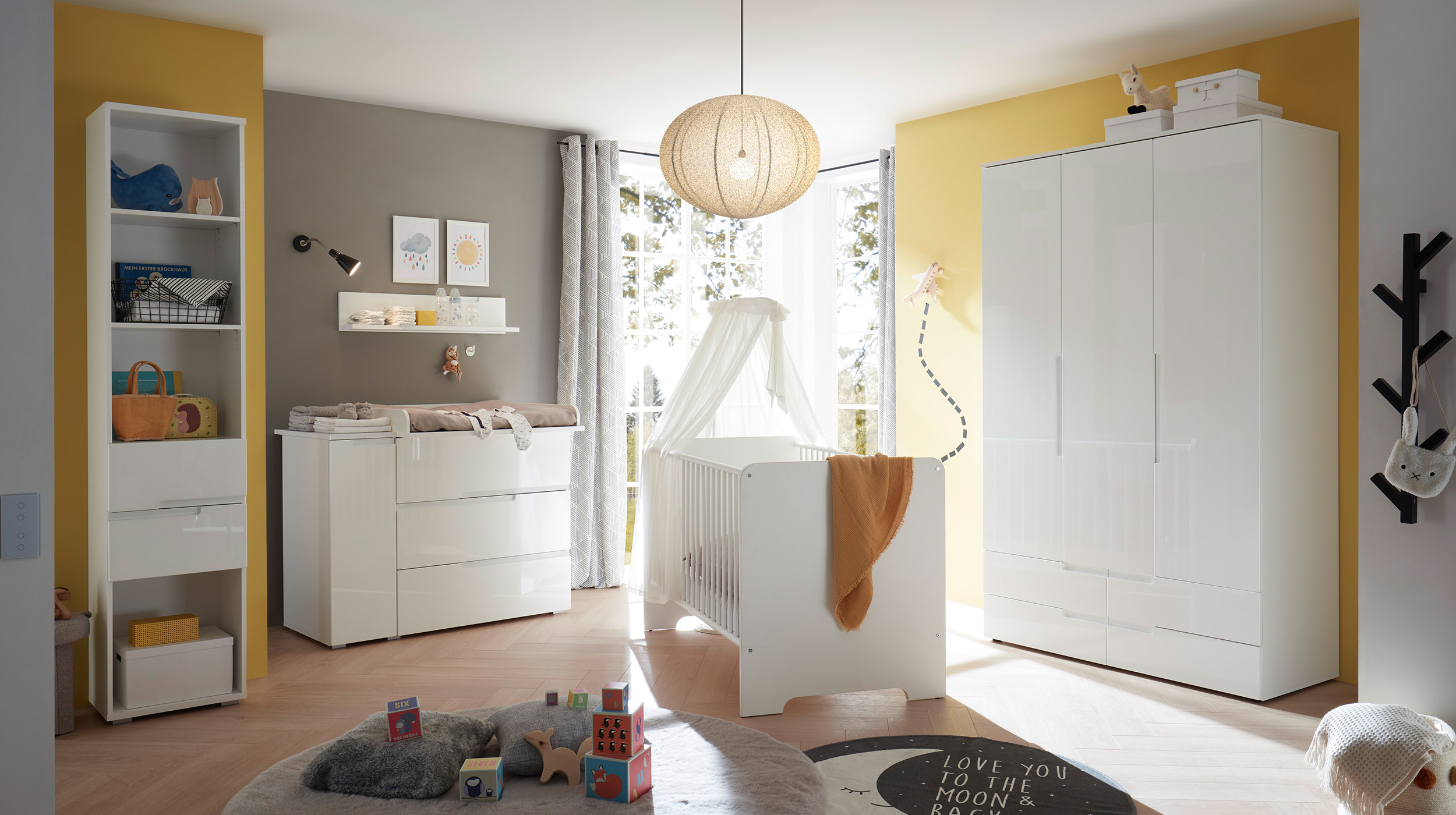 Kinderbett Babybett 70 x 140 cm weiß hochglanz - SPICE 